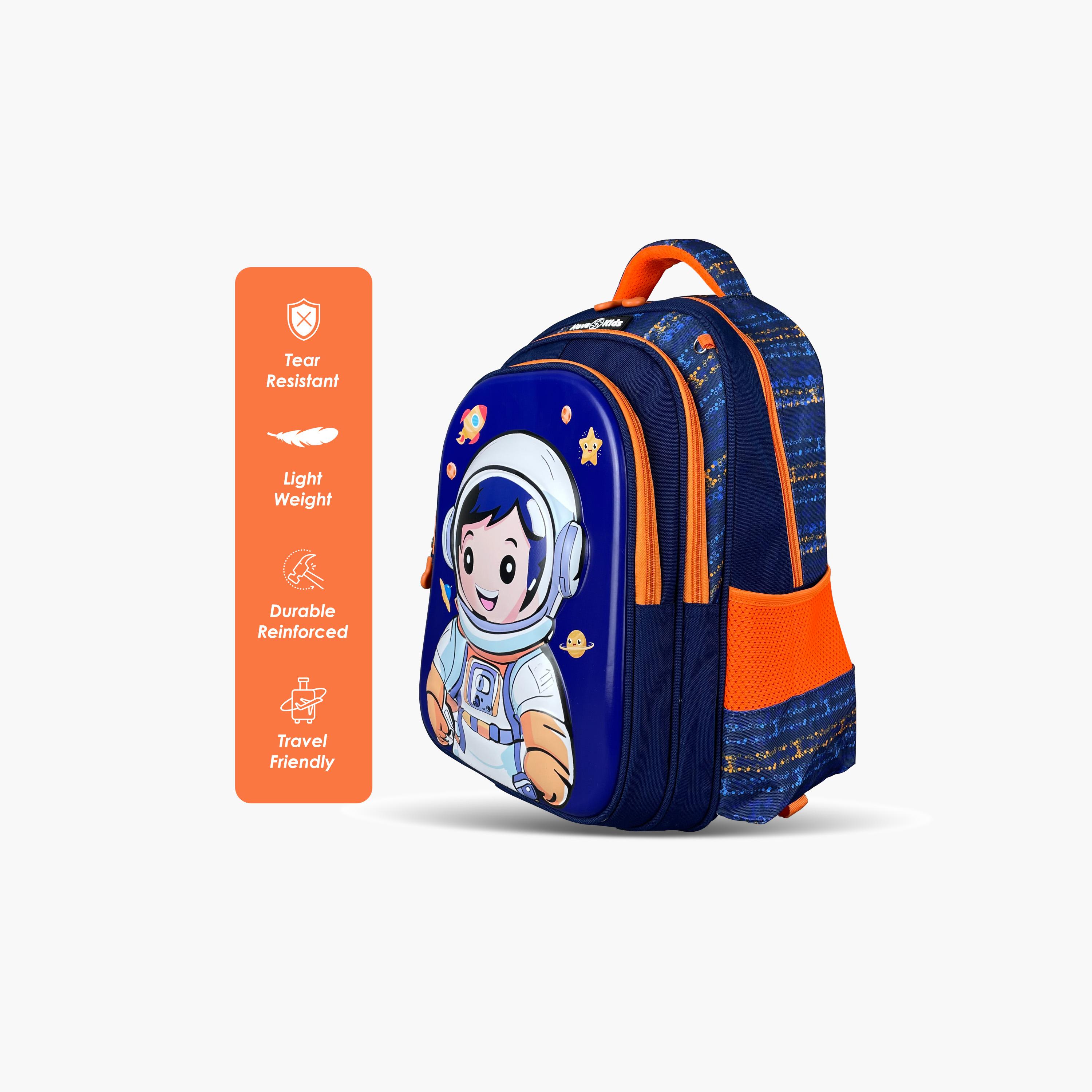 حقيبة مدرسية ثلاثية الأبعاد من نوفا كيدز مع عربة - 16.5 بوصة - رائد فضاء - أزرق-school-bagsandbackpacks-trolleybags-image-4