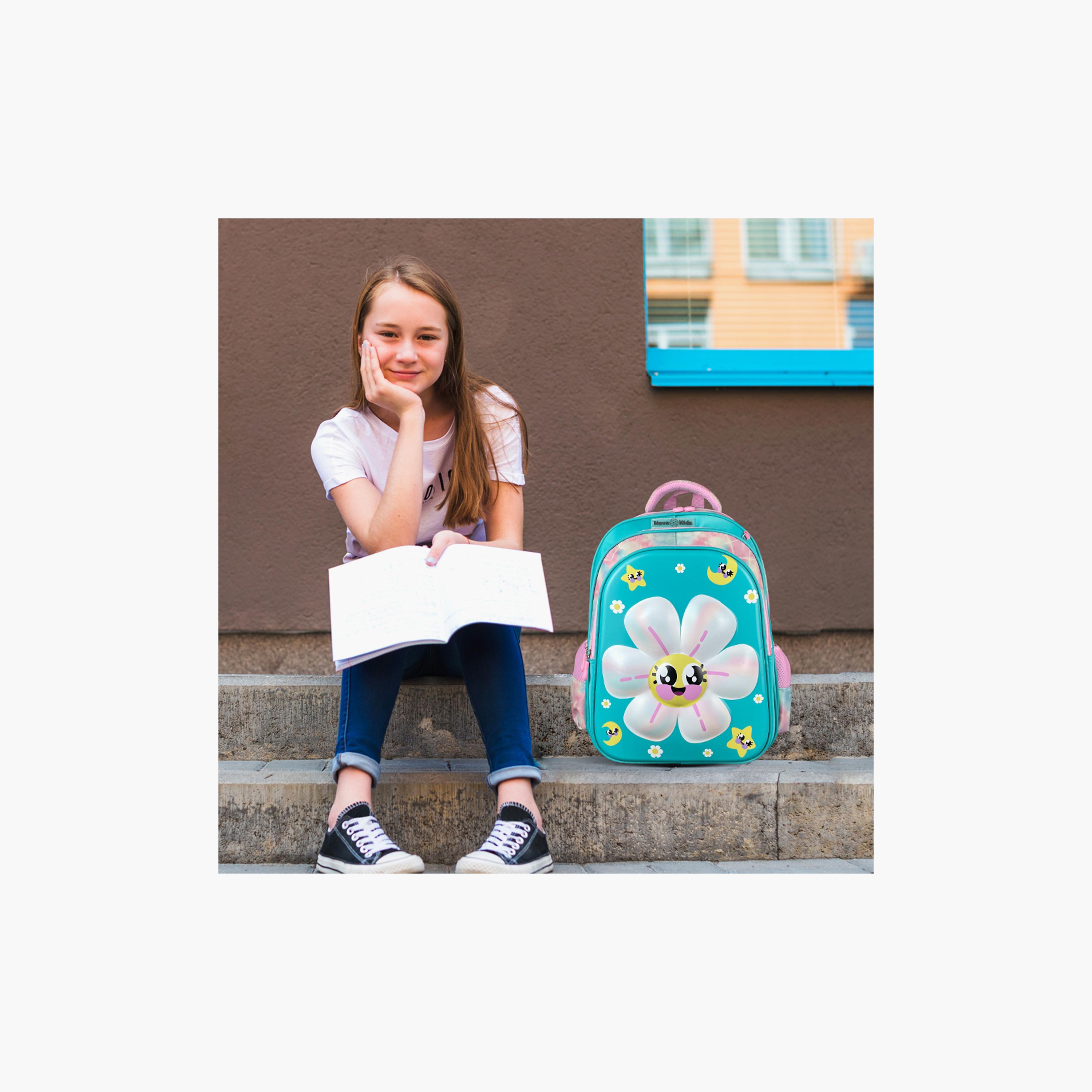 Nova Kids 3D School Bag with Trolley - 16.5 Inch - Daisy - Green-school-bagsandbackpacks-trolleybags-image-10