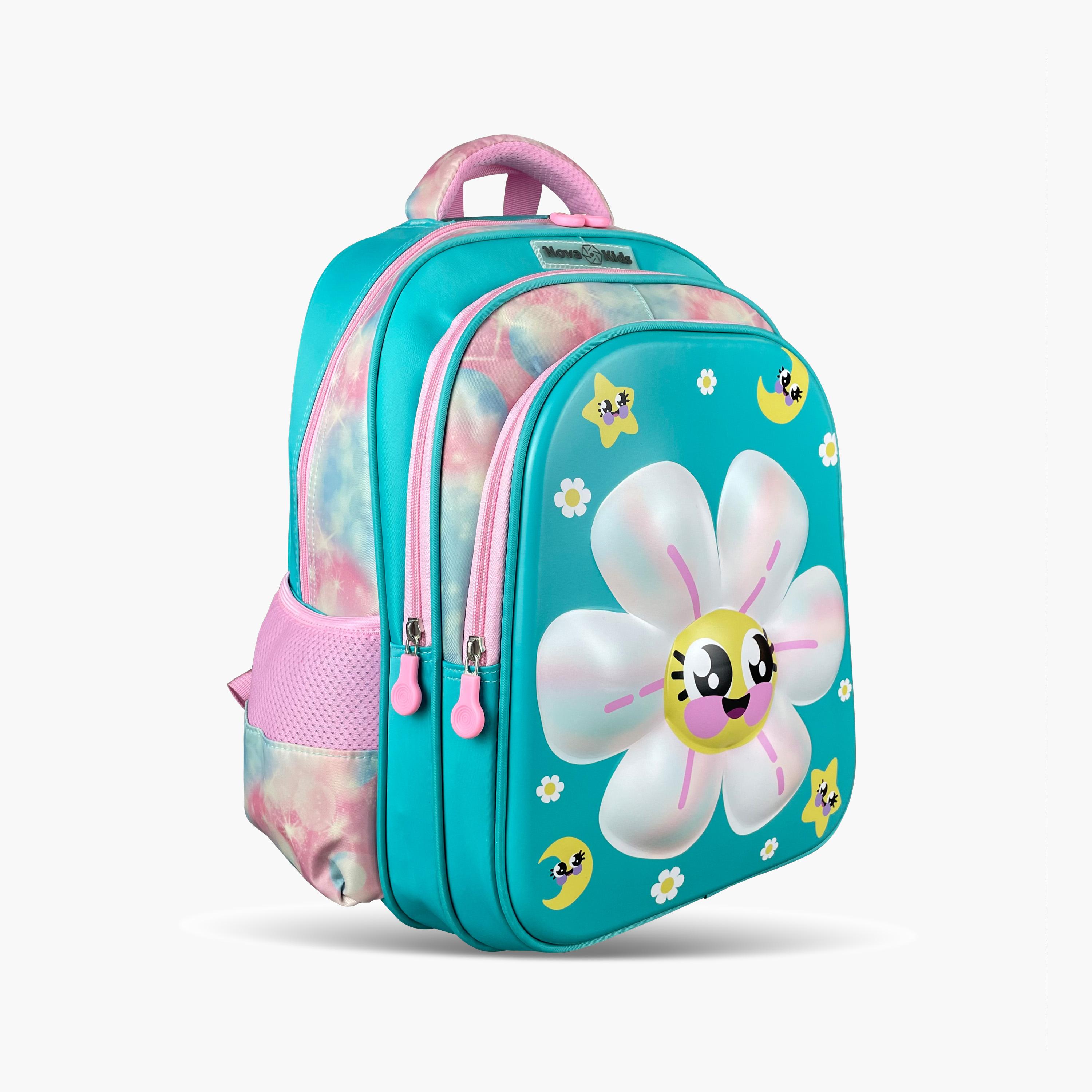 Nova Kids 3D School Bag with Trolley - 16.5 Inch - Daisy - Green-school-bagsandbackpacks-trolleybags-image-6