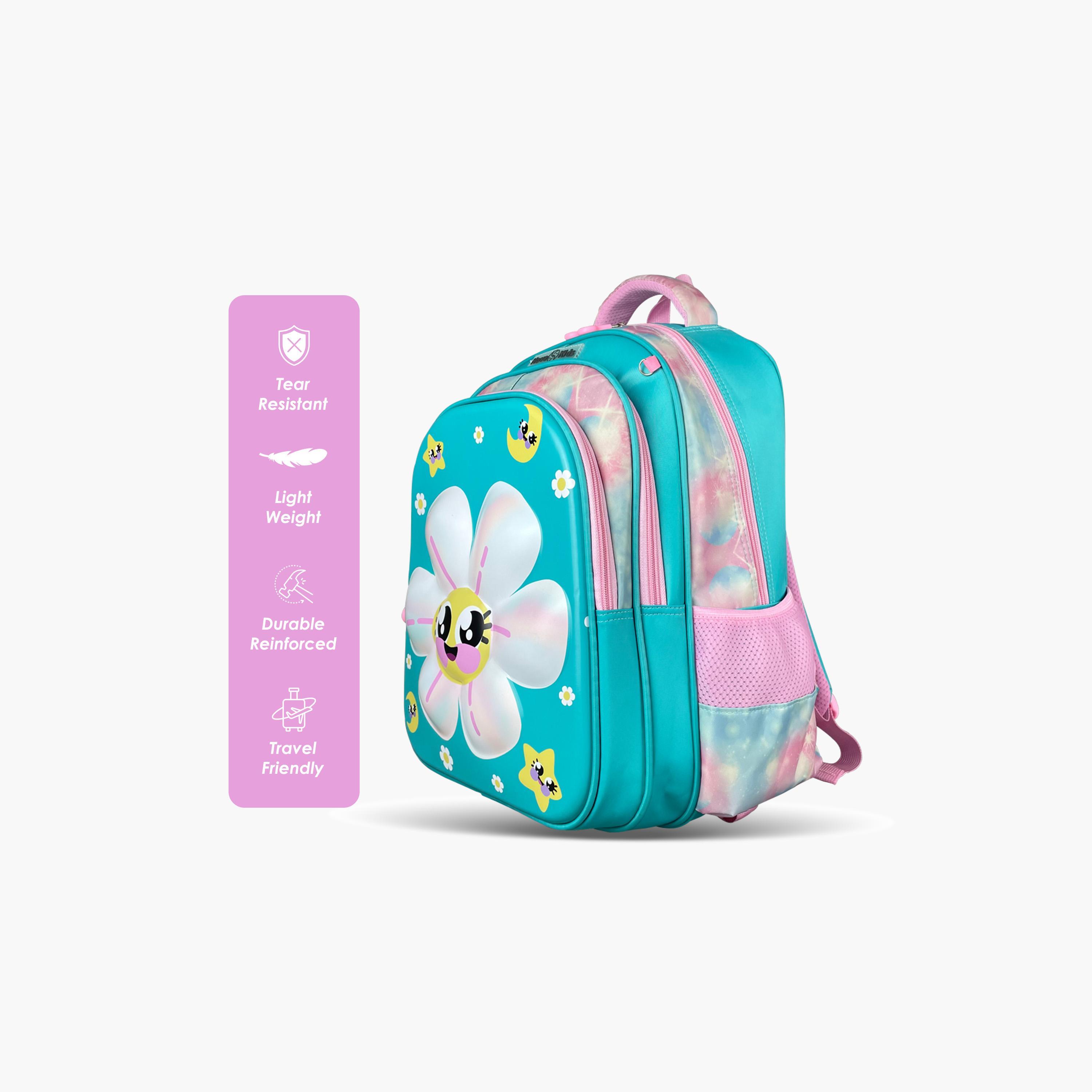 Nova Kids 3D School Bag with Trolley - 16.5 Inch - Daisy - Green-school-bagsandbackpacks-trolleybags-image-7