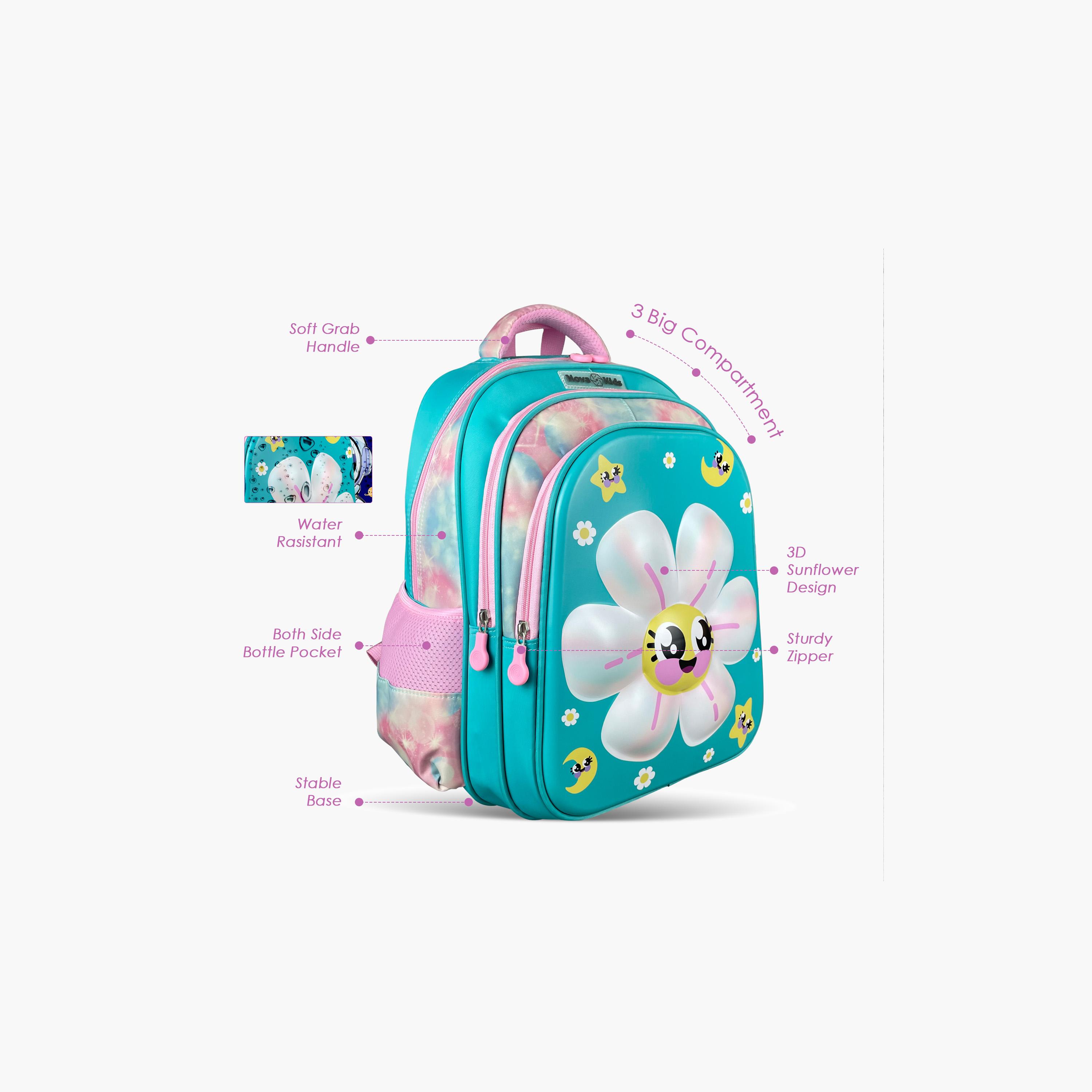 Nova Kids 3D School Bag with Trolley - 16.5 Inch - Daisy - Green-school-bagsandbackpacks-trolleybags-image-9