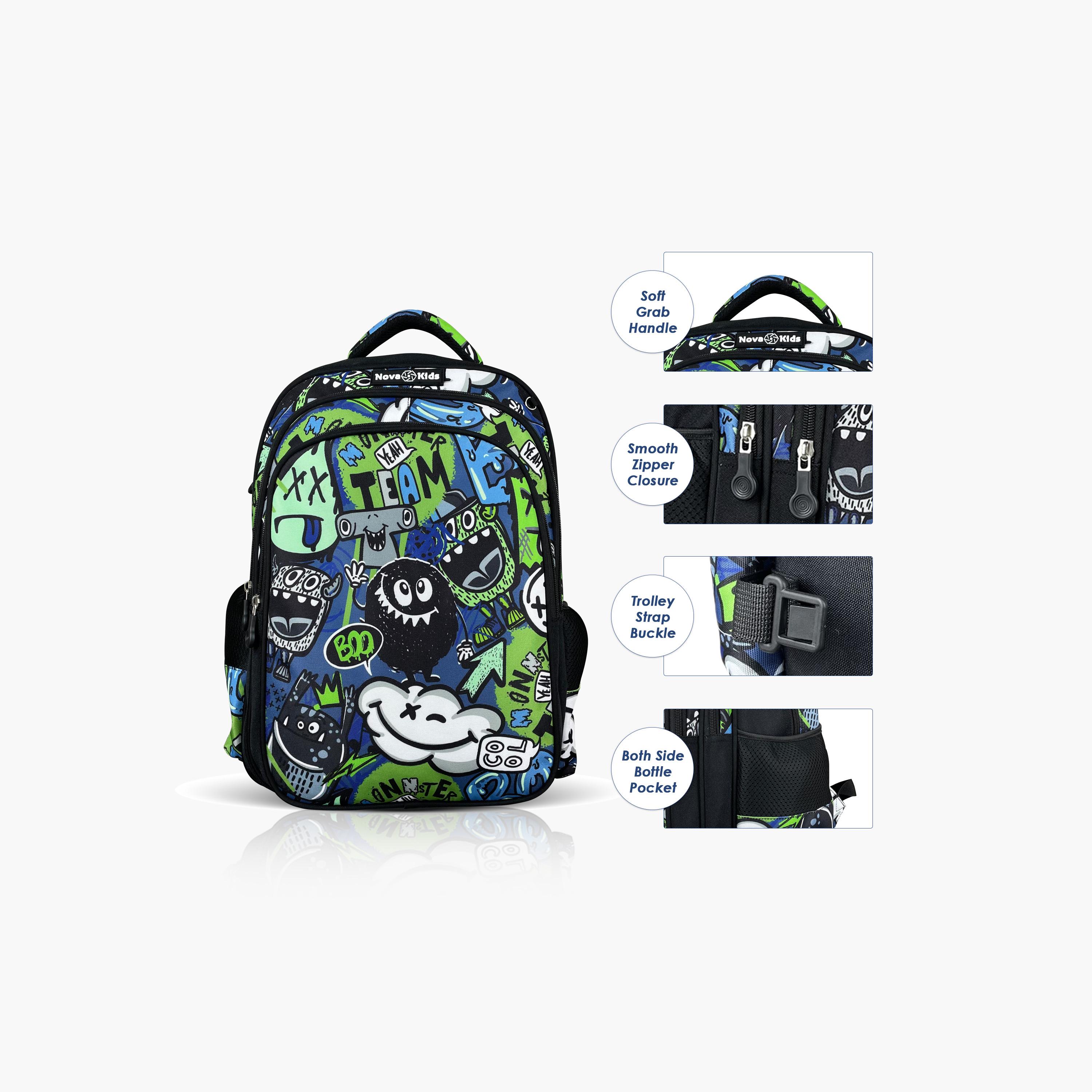 Nova Kids 3D School Bag with Trolley - 17.5 Inch - GenZ - Black-school-bagsandbackpacks-trolleybags-image-11