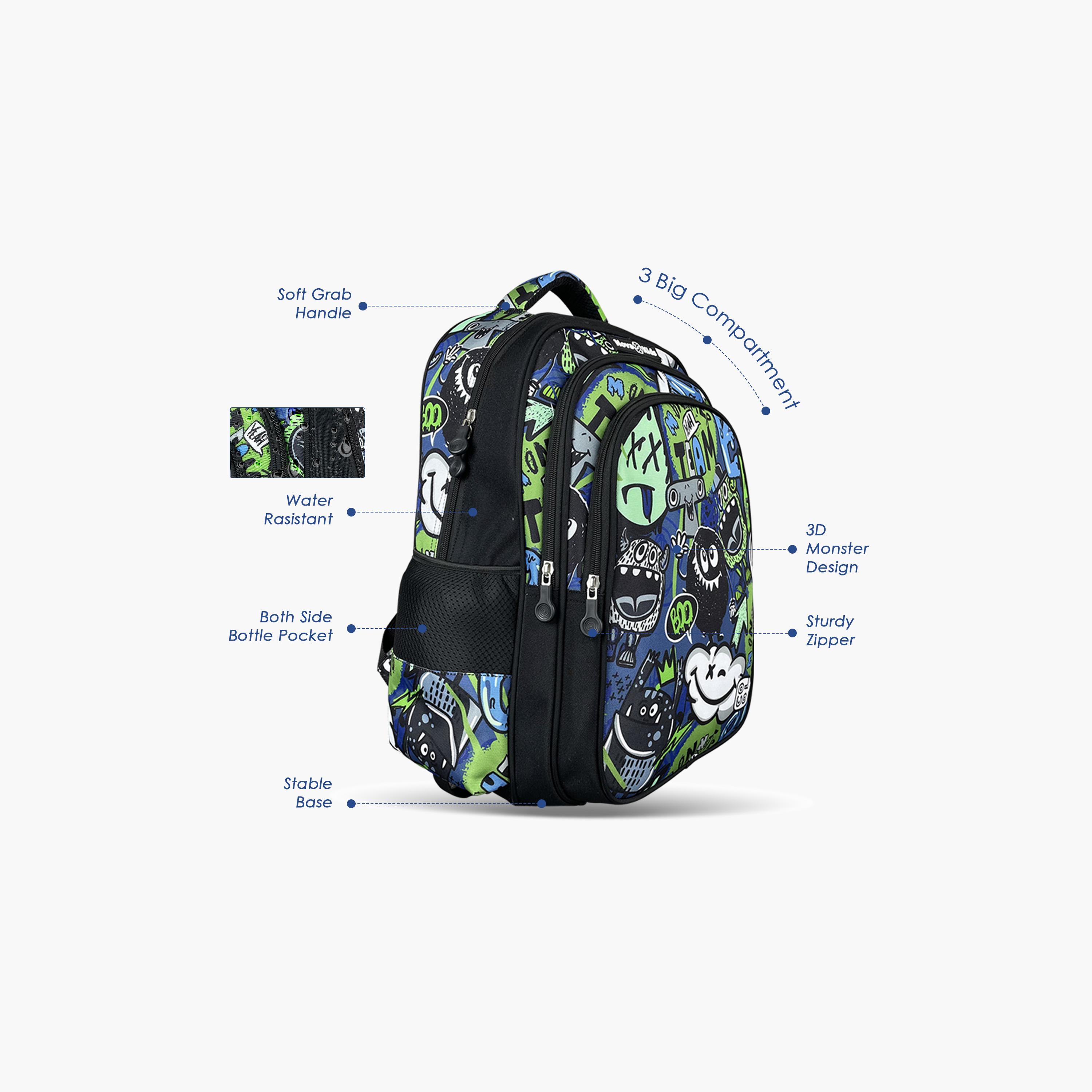 Nova Kids 3D School Bag with Trolley - 17.5 Inch - GenZ - Black-school-bagsandbackpacks-trolleybags-image-12
