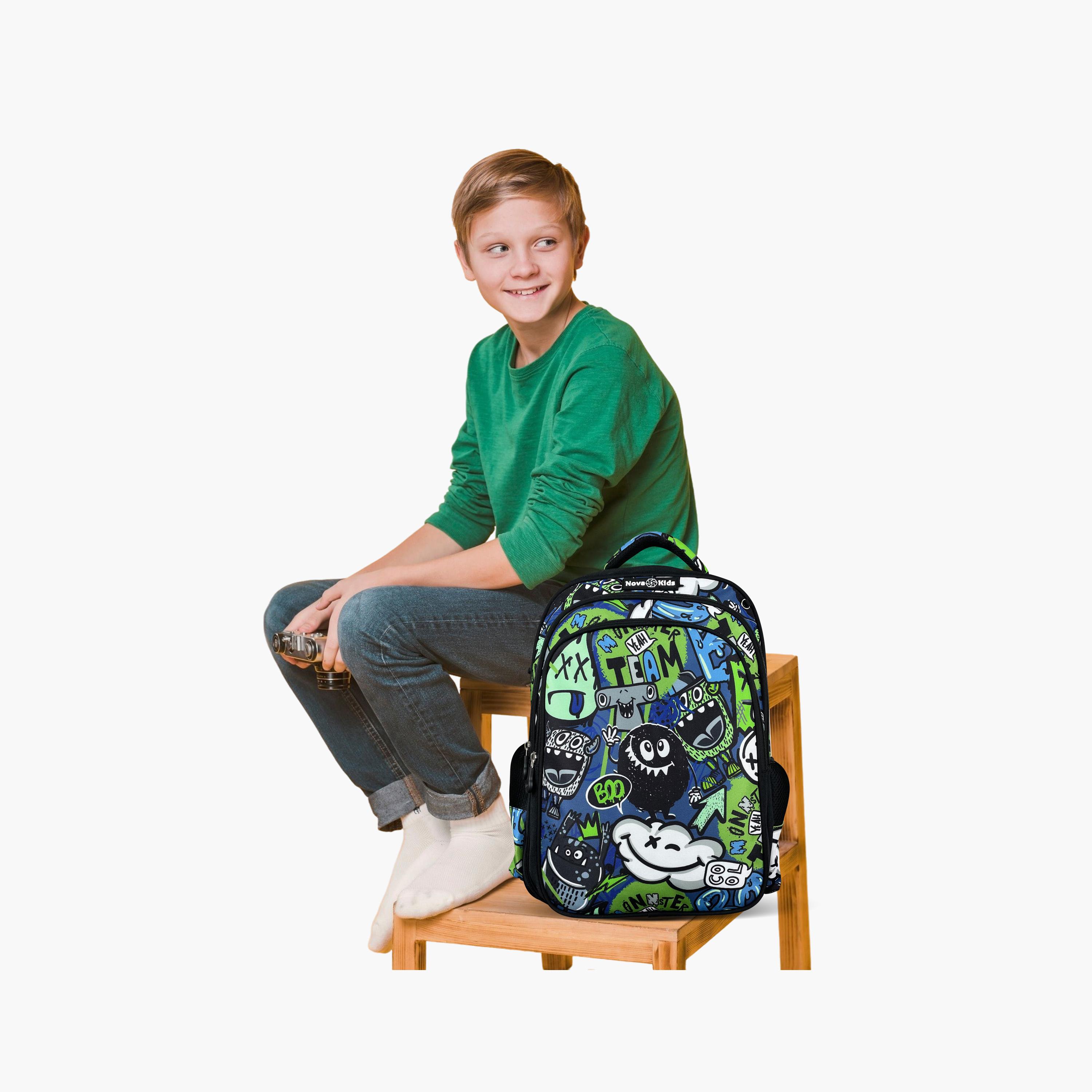 Nova Kids 3D School Bag with Trolley - 17.5 Inch - GenZ - Black-school-bagsandbackpacks-trolleybags-image-2