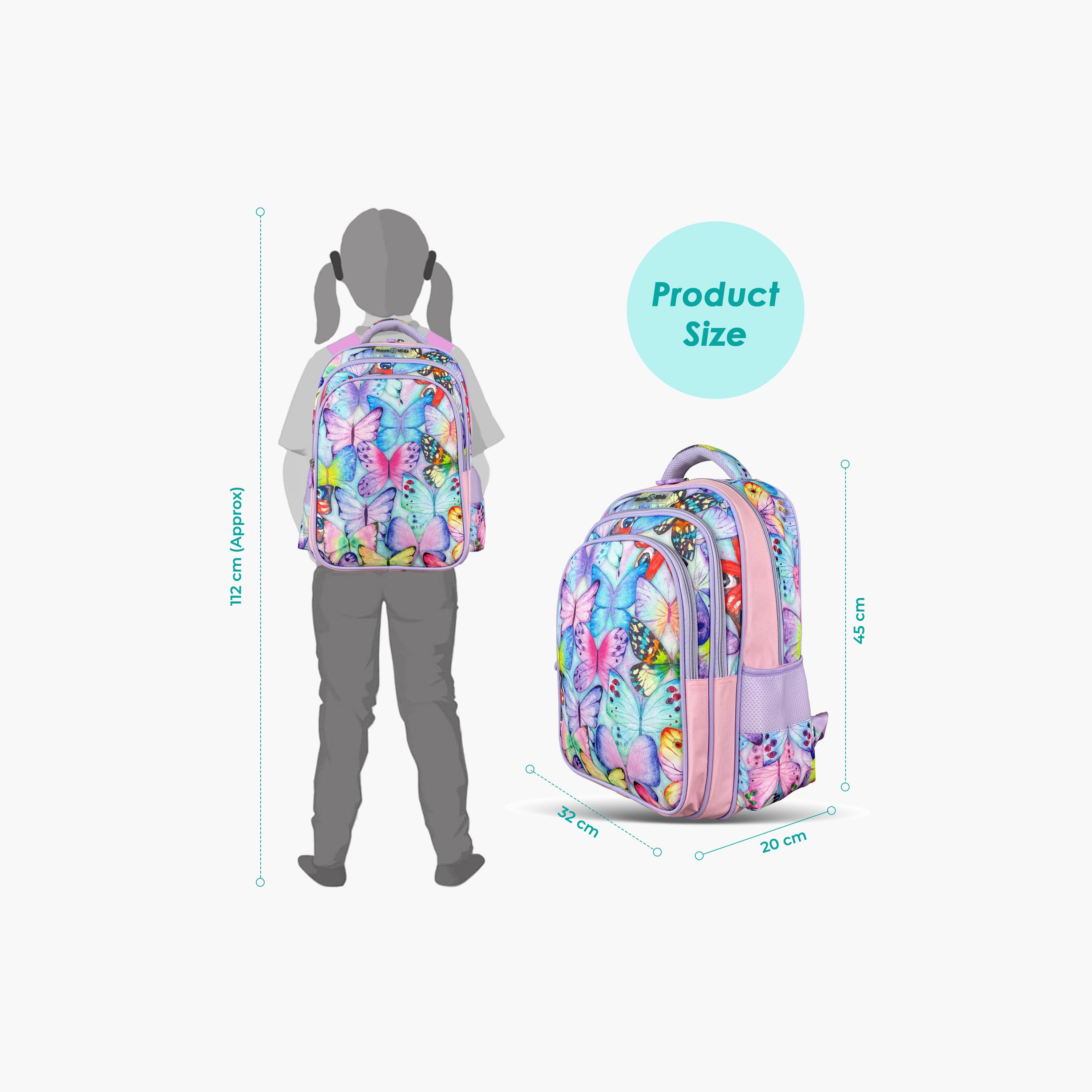 حقيبة مدرسية ثلاثية الأبعاد من نوفا كيدز مع عربة - 17.5 بوصة - فراشة - أرجواني-school-bagsandbackpacks-trolleybags-image-6