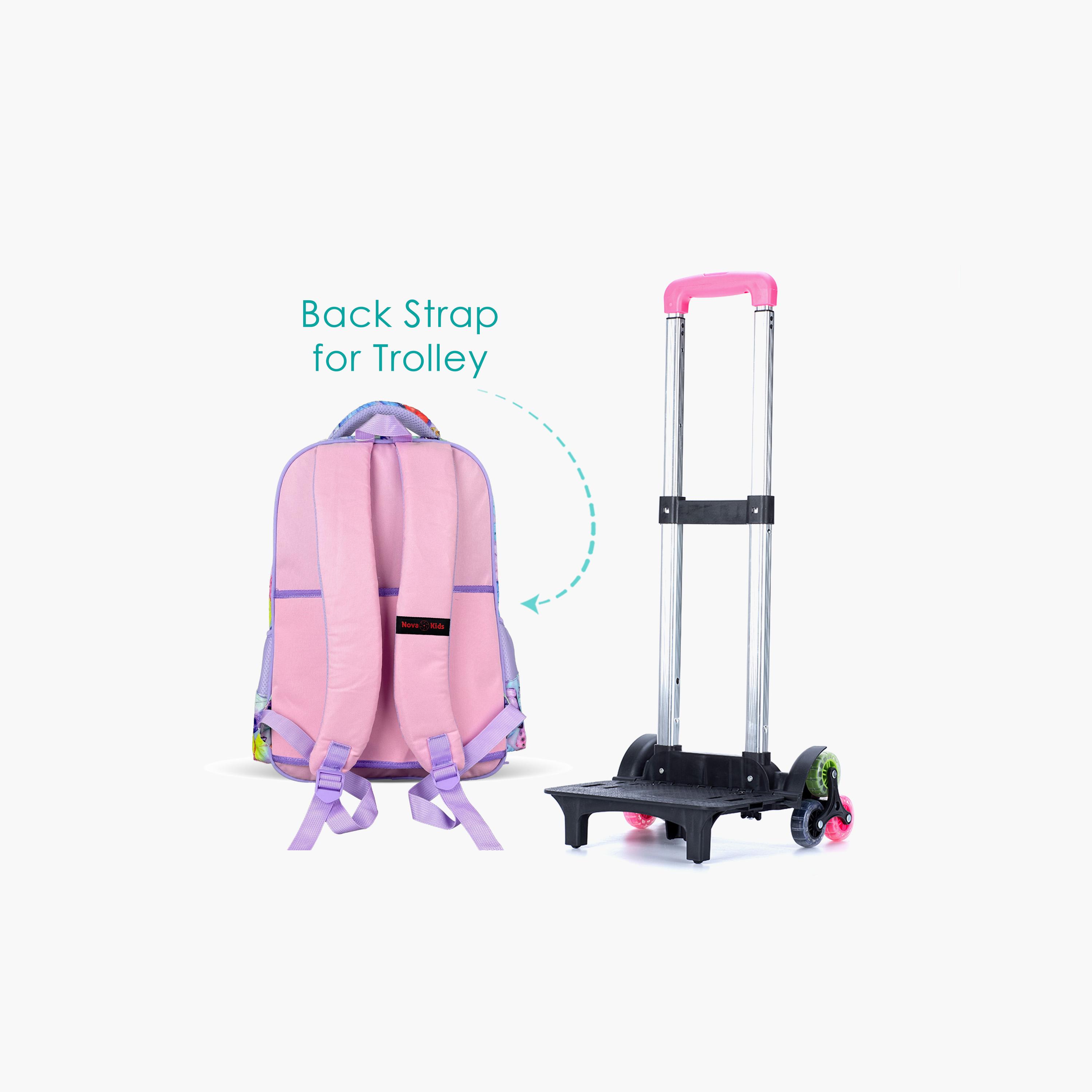 حقيبة مدرسية ثلاثية الأبعاد من نوفا كيدز مع عربة - 17.5 بوصة - فراشة - أرجواني-school-bagsandbackpacks-trolleybags-image-8