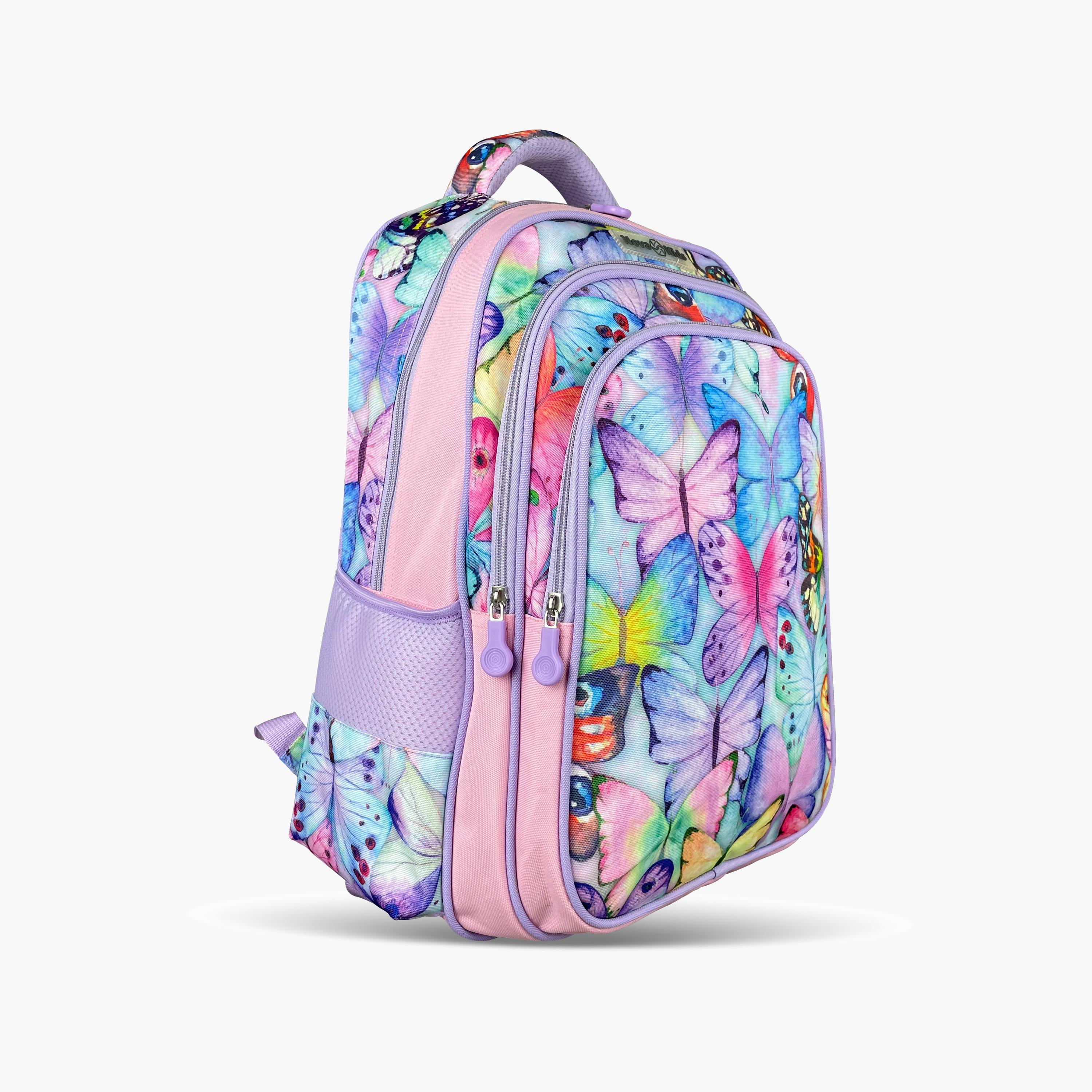 حقيبة مدرسية ثلاثية الأبعاد من نوفا كيدز مع عربة - 17.5 بوصة - فراشة - أرجواني-school-bagsandbackpacks-trolleybags-image-9