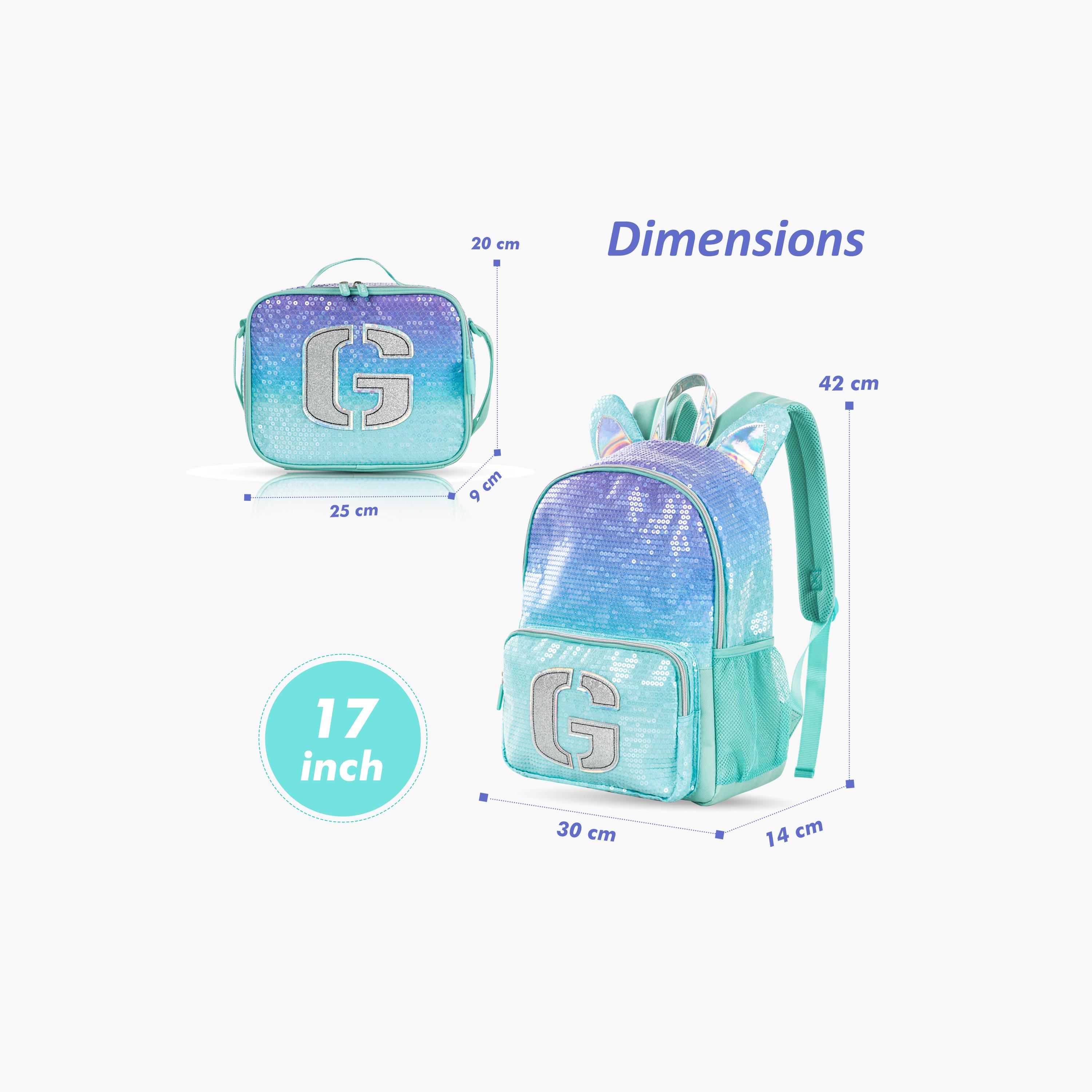 طقم حقيبة ظهر إيزي كيدز من 4 قطع - 17 بوصة - للبنات - لامعة - أخضر-school-bagsandbackpacks-sets-image-6