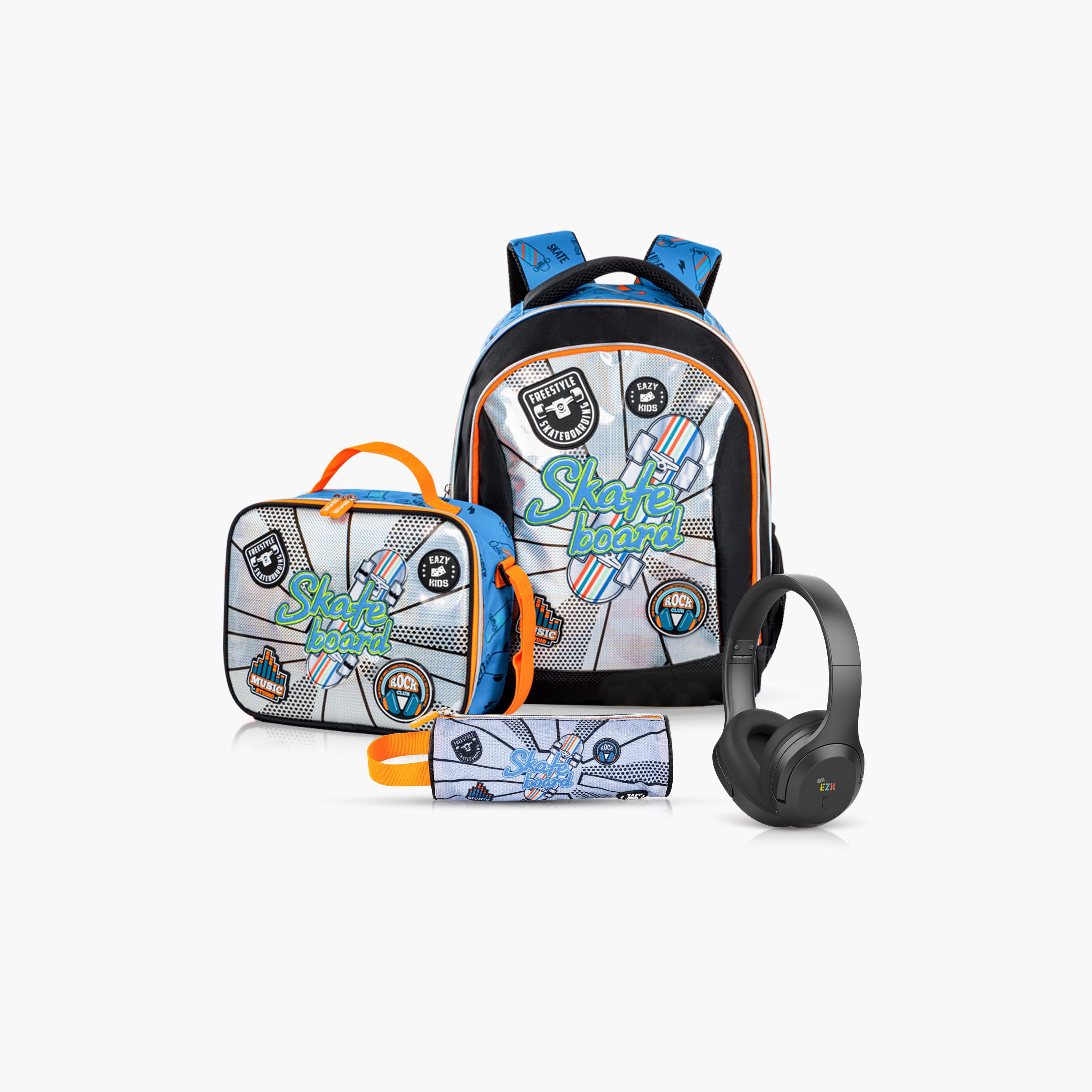 Eazy Kids 4-Piece Backpack Set- 17 Inch - Skate Board - Multicolour-school-bagsandbackpacks-sets-image-1