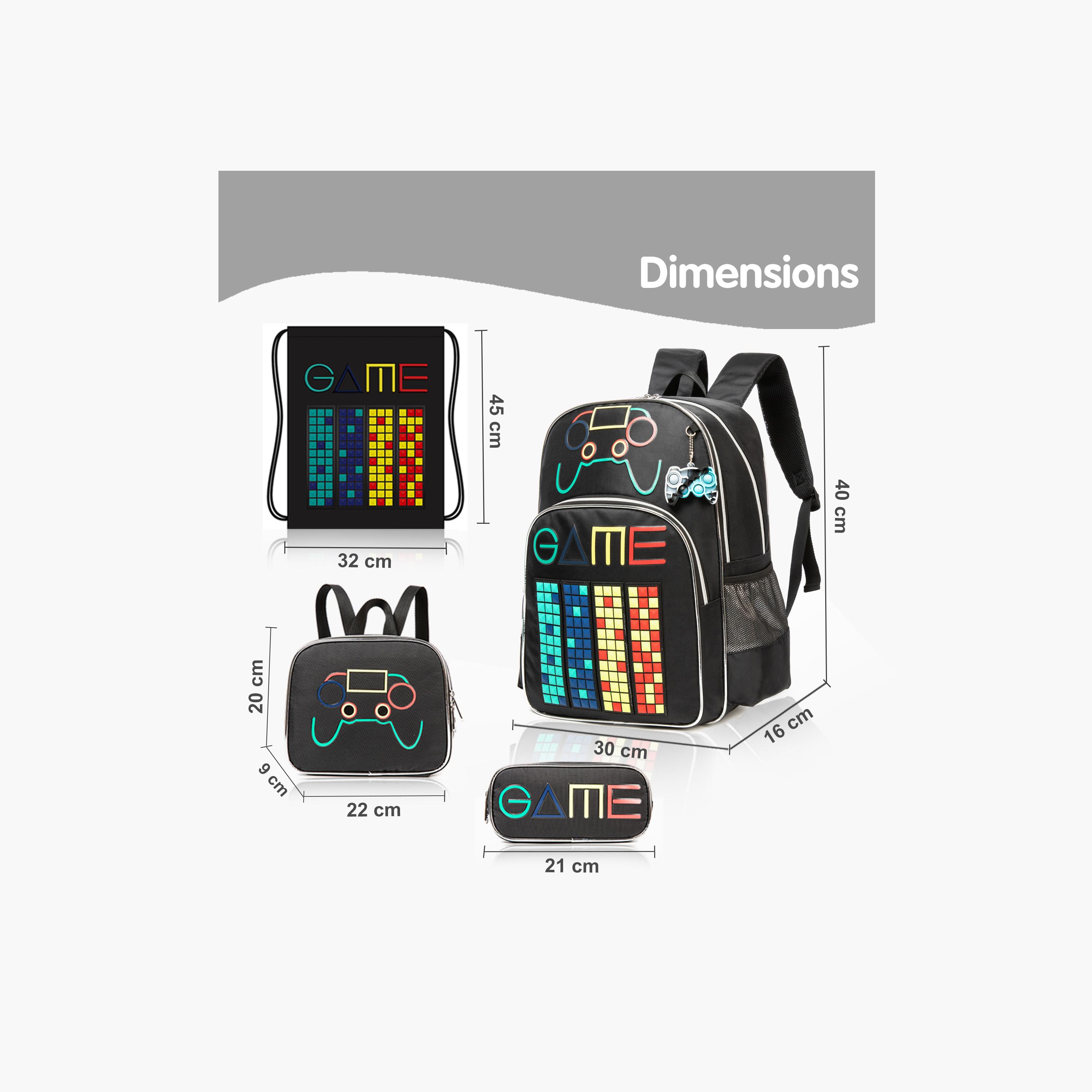 Eazy Kids 5-Piece Backpack Set- 17 Inch - Gen Z Gamer - Black-school-bagsandbackpacks-sets-image-16
