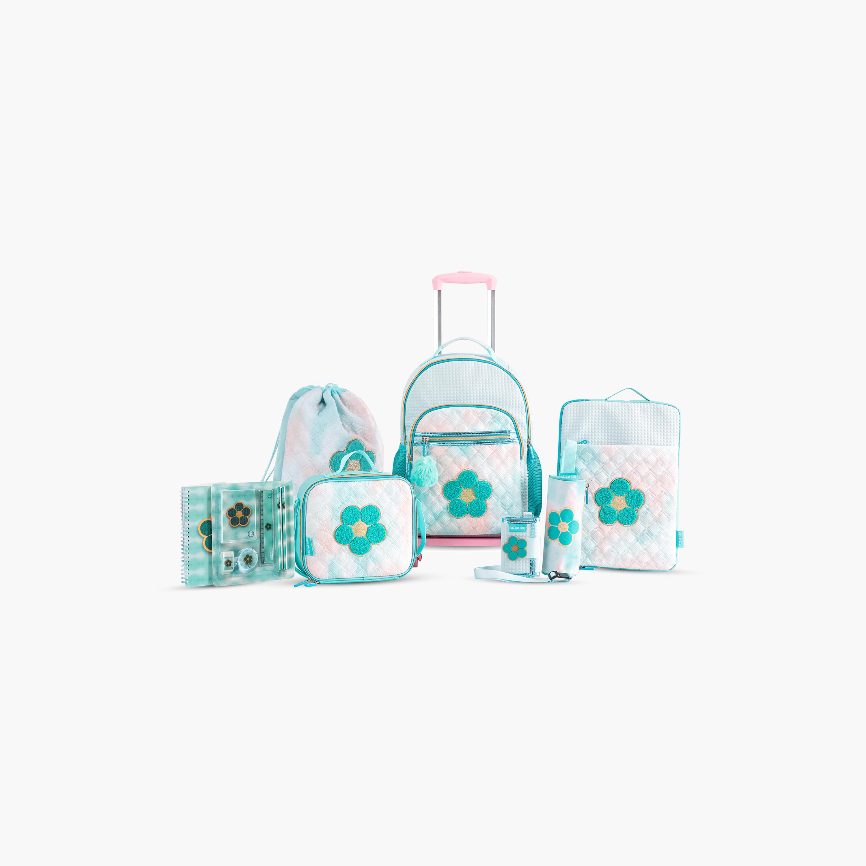 مجموعة حقيبة ظهر إيزي كيدز من 9 قطع - 18 بوصة - زهري - أخضر-school-bagsandbackpacks-trolleybags-image-1