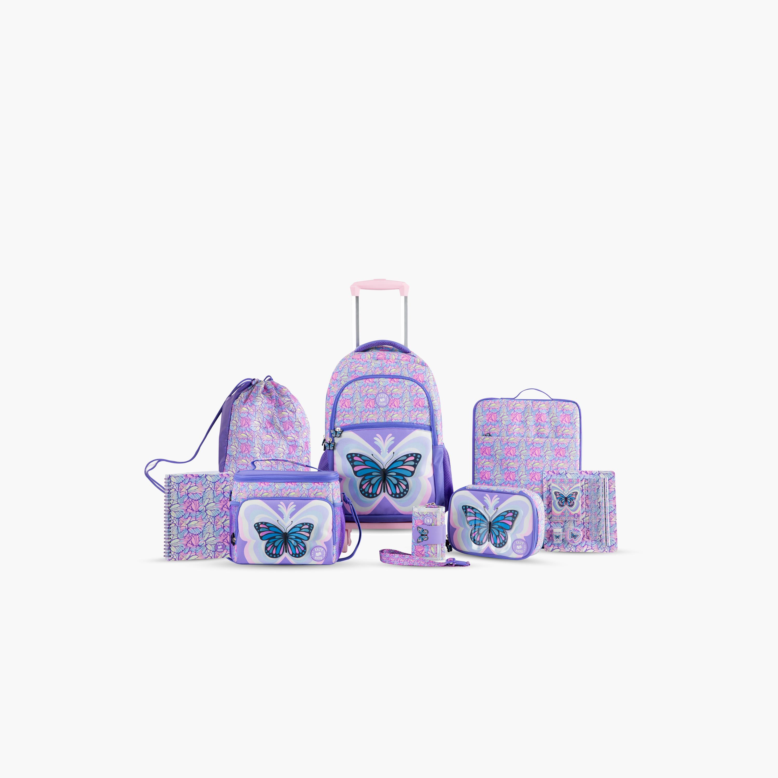 Eazy Kids 9-Piece Backpack Set - 18 Inch - 3D Butterfly - Purple-school-bagsandbackpacks-trolleybags-image-1