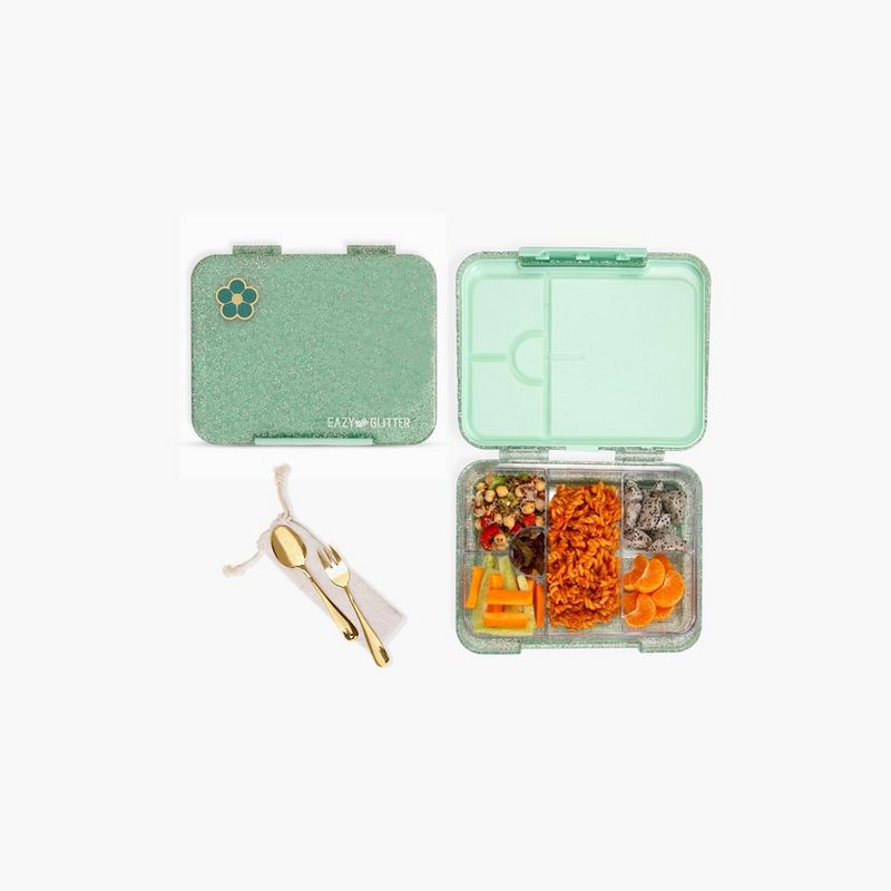 صندوق غداء بينتو قابل للتحويل للأطفال من عمر 6 و4 سنوات - لامع - أخضر — صورة 1