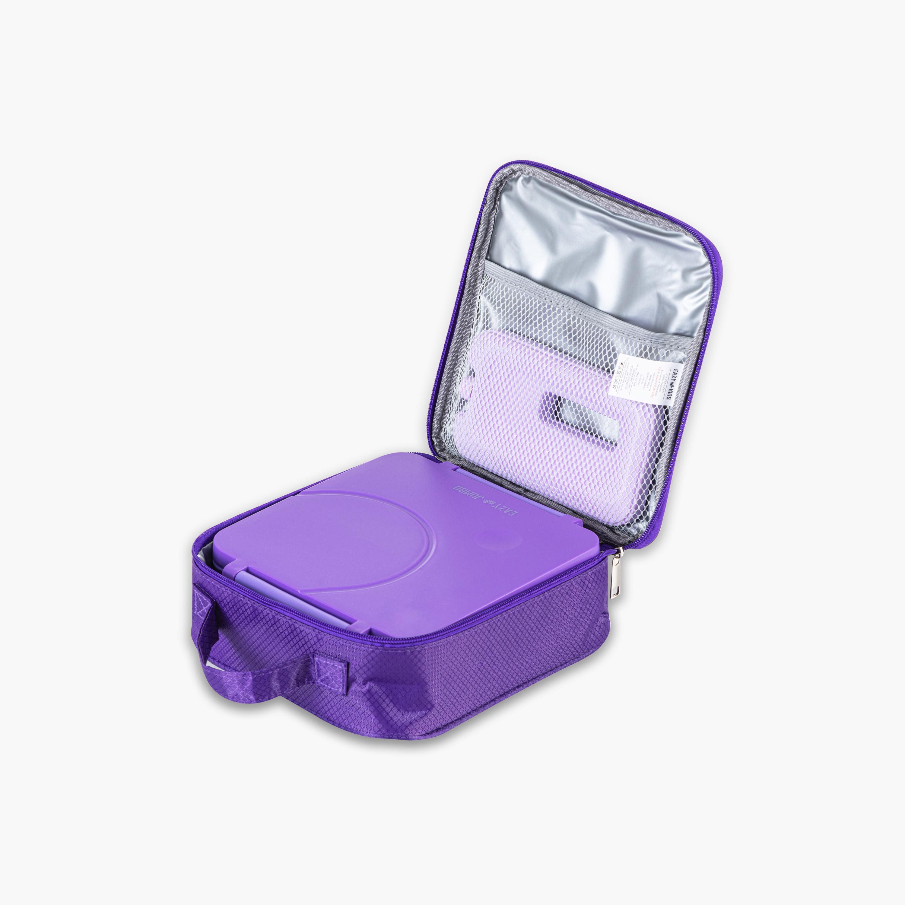 Eazy Kids Jumbo Bento Lunch Box with Insulated Luch Bag & Accessories Set - Purple-school-lunchessentials-lunchbags-image-13