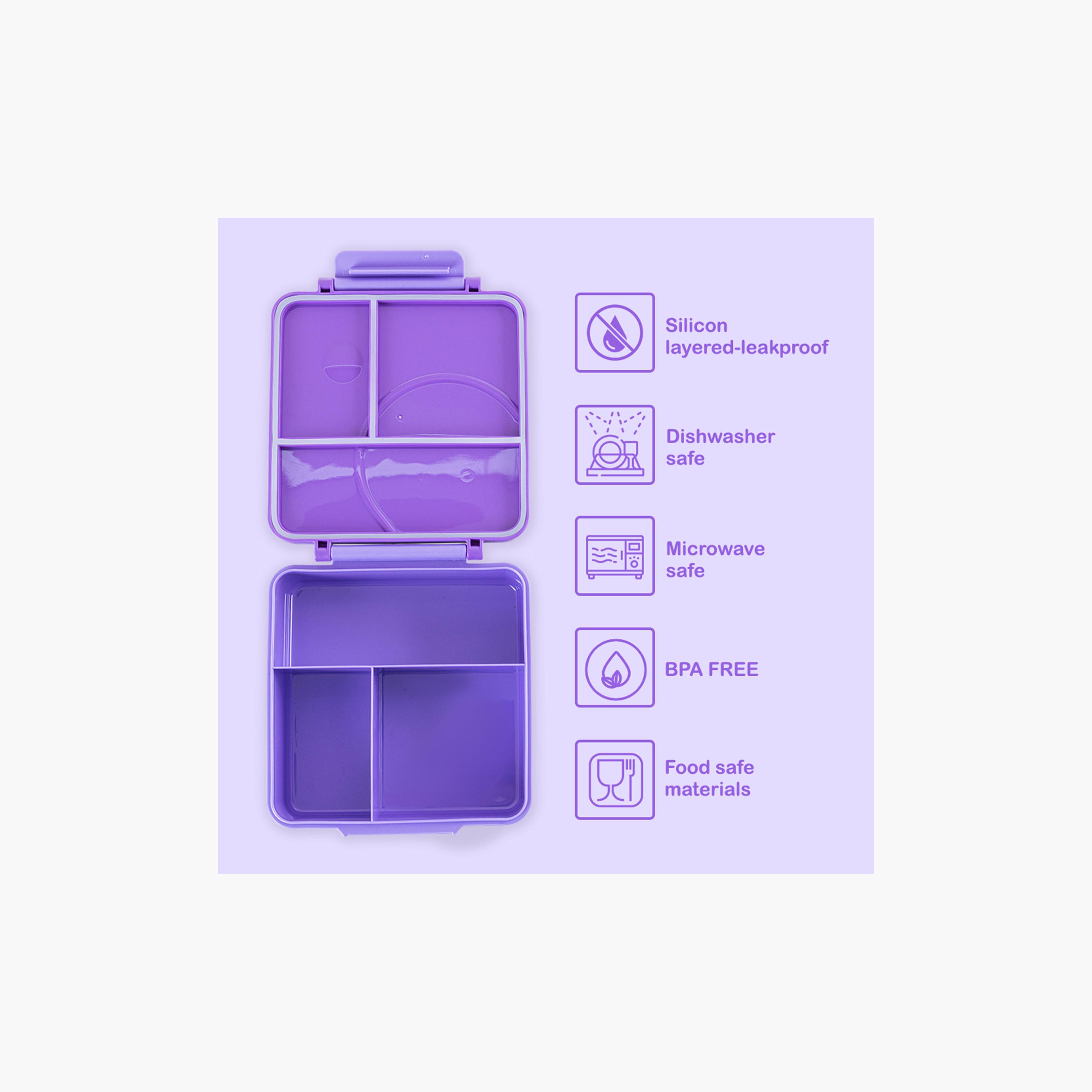 Eazy Kids Jumbo Bento Lunch Box with Insulated Luch Bag & Accessories Set - Purple-school-lunchessentials-lunchbags-image-2