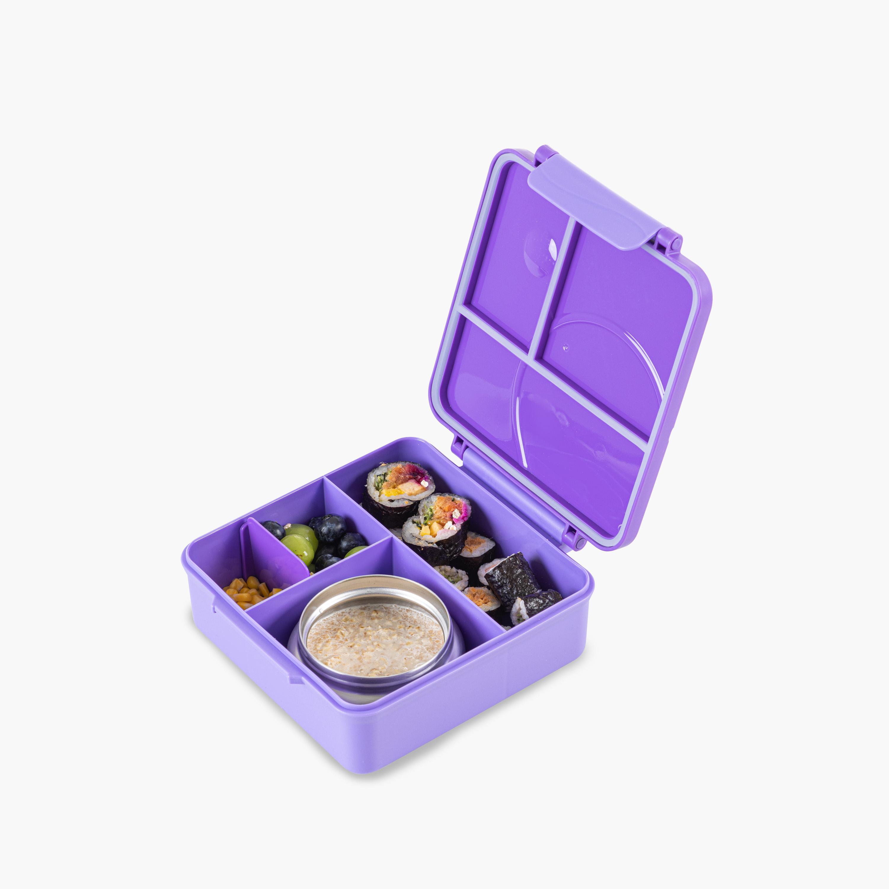 Eazy Kids Jumbo Bento Lunch Box with Insulated Luch Bag & Accessories Set - Purple-school-lunchessentials-lunchbags-image-3