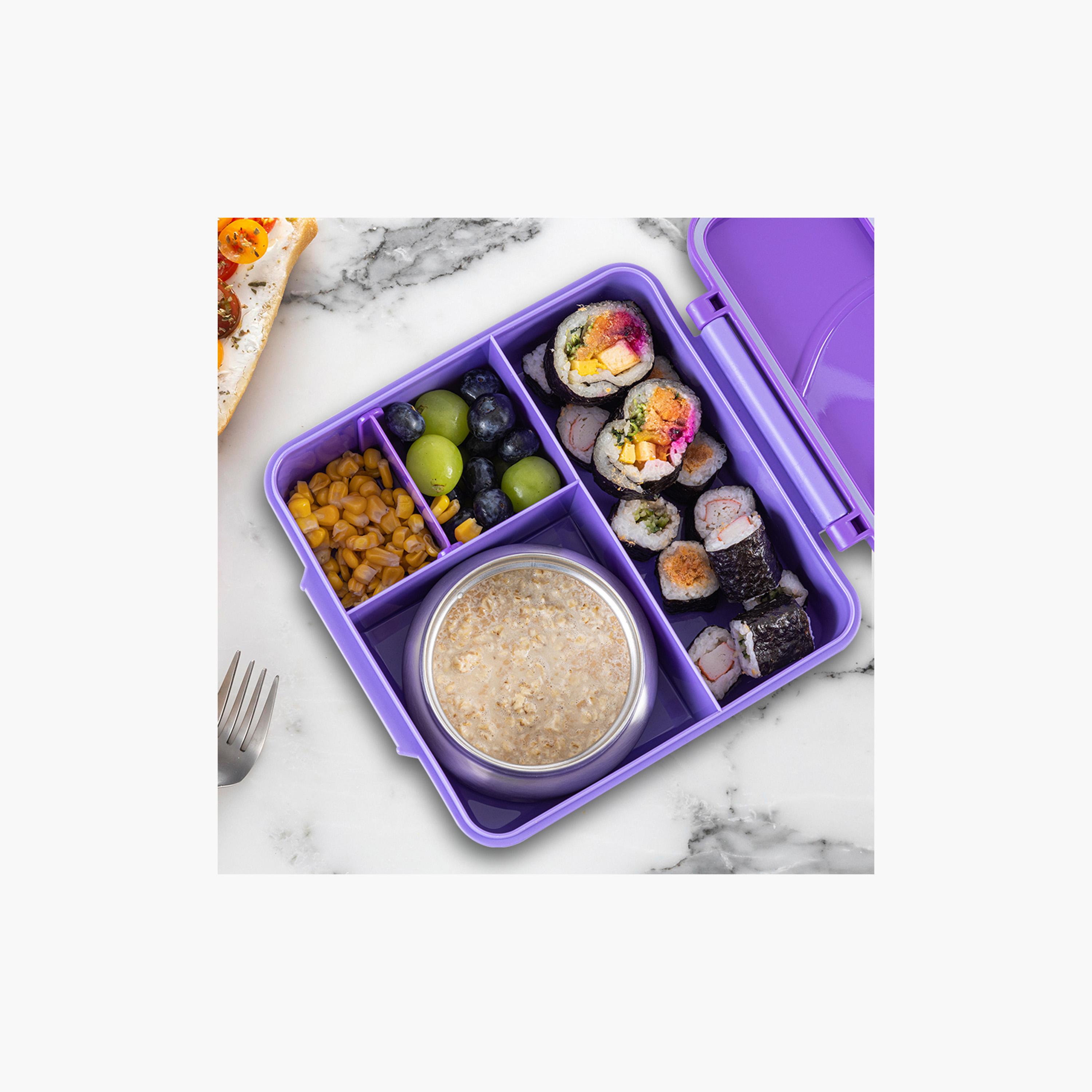 Eazy Kids Jumbo Bento Lunch Box with Insulated Luch Bag & Accessories Set - Purple-school-lunchessentials-lunchbags-image-7