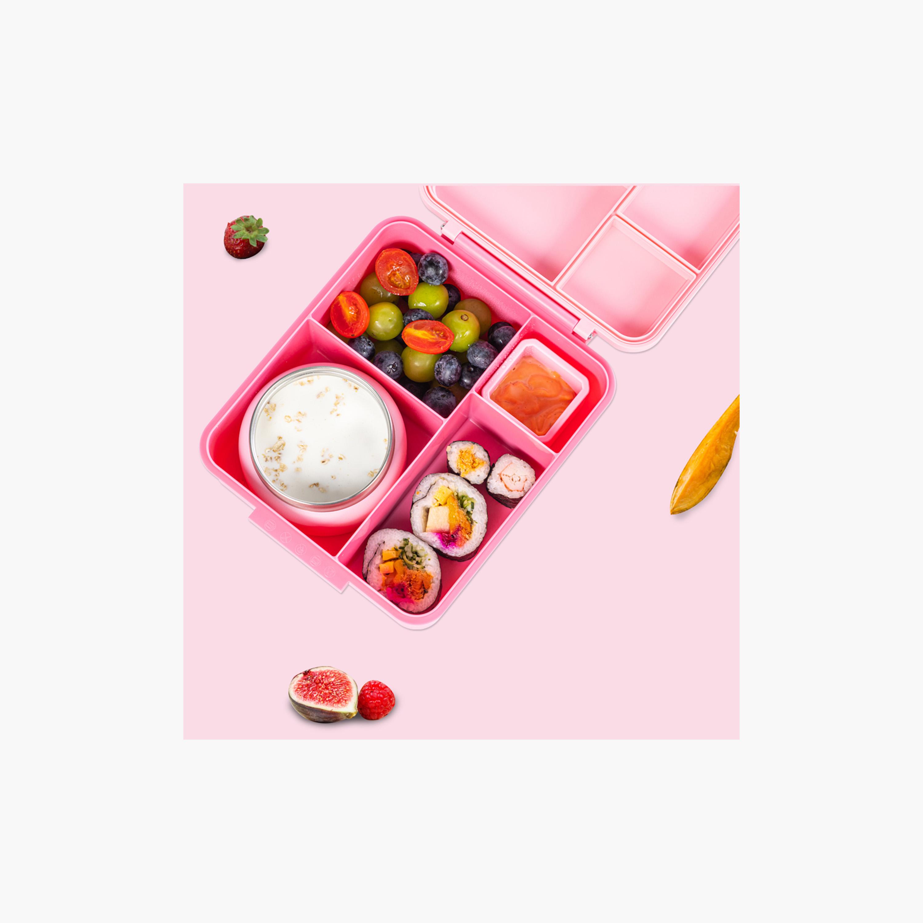 Eazy Kids Jumbo Bento Lunch Box with Thermos & Dip Jar - 1720 ml - Pink-school-lunchessentials-lunchboxes-image-3