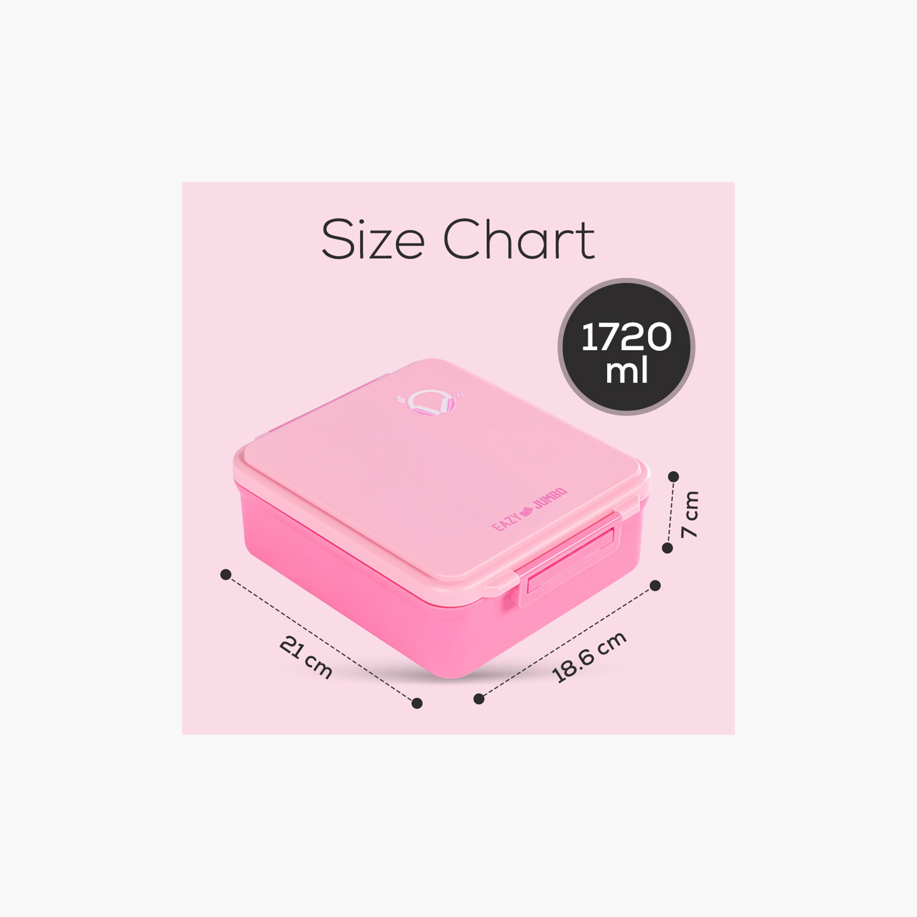 Eazy Kids Jumbo Bento Lunch Box with Thermos & Dip Jar - 1720 ml - Pink-school-lunchessentials-lunchboxes-image-8
