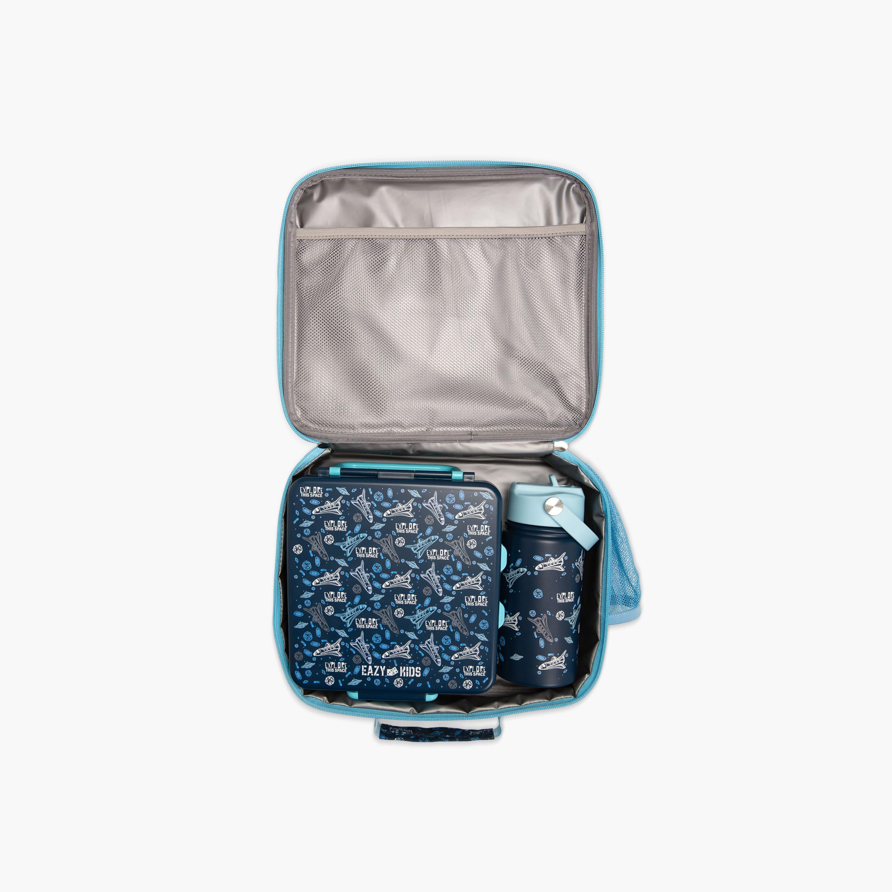 Eazy Kids Jumbo Bento Lunch Box with Water Bottle, Lunch Bag & Accessories Set - Aircraft - Blue-school-lunchessentials-lunchbags-image-11