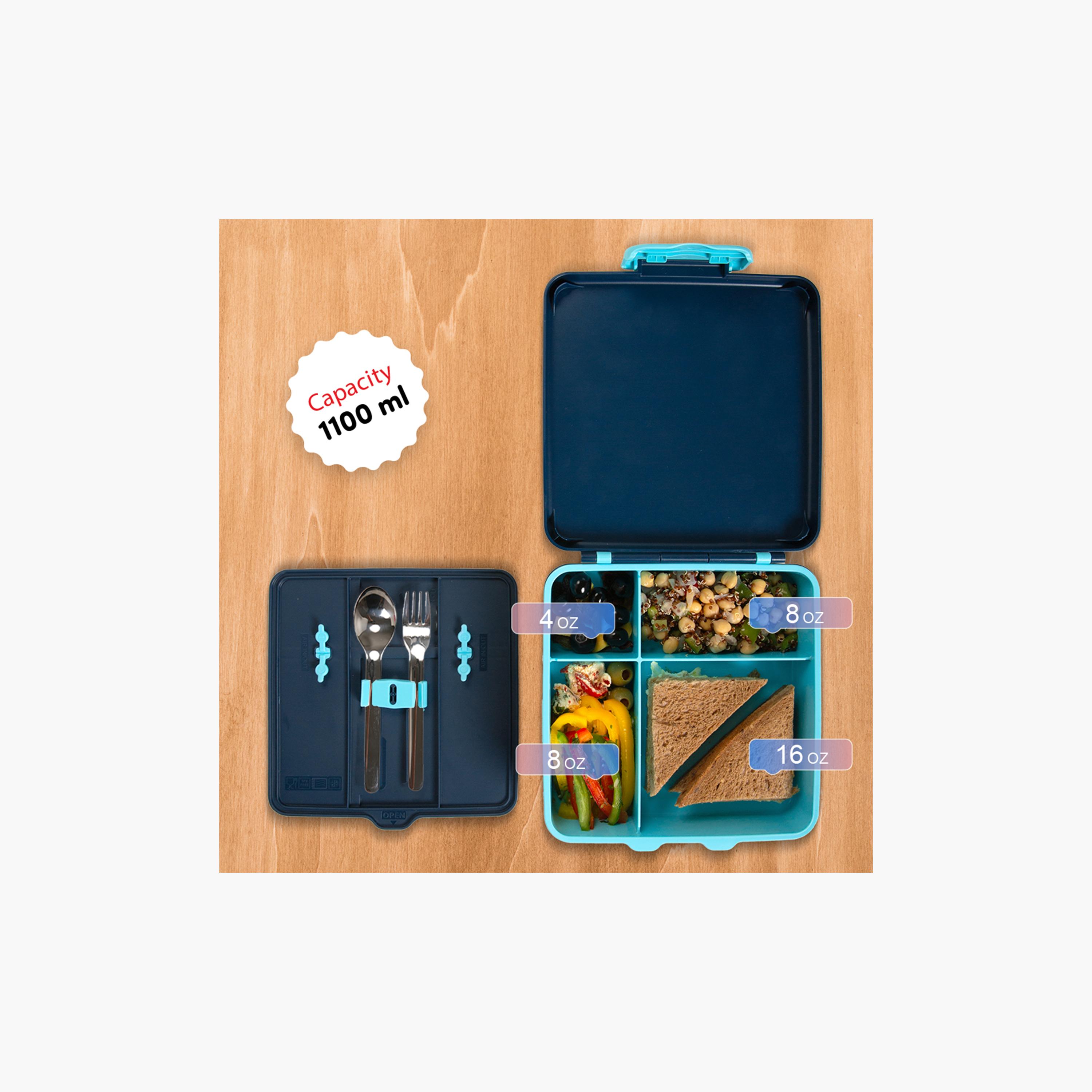 Eazy Kids Jumbo Bento Lunch Box with Water Bottle, Lunch Bag & Accessories Set - Aircraft - Blue-school-lunchessentials-lunchbags-image-12