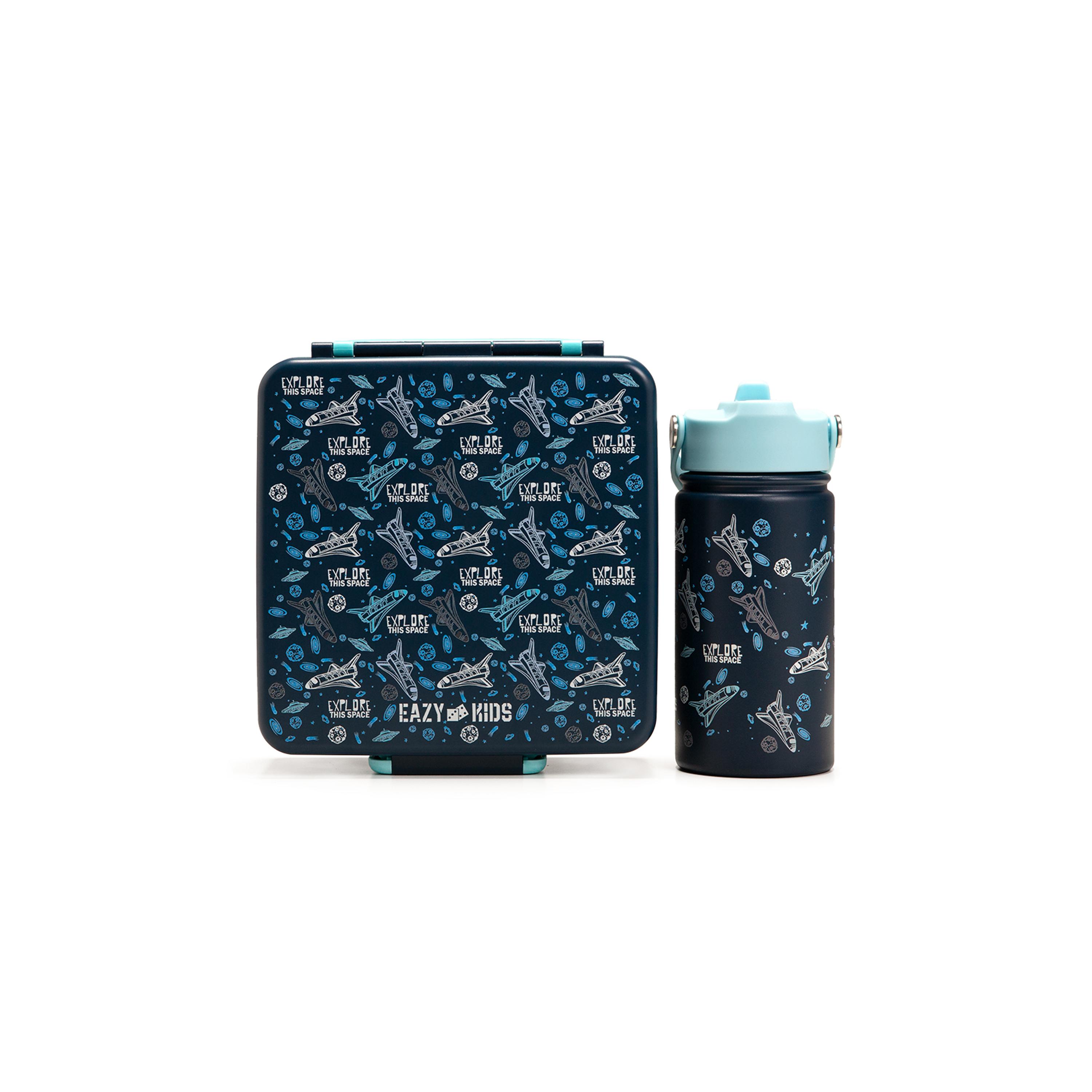 Eazy Kids Jumbo Bento Lunch Box with Water Bottle, Lunch Bag & Accessories Set - Aircraft - Blue-school-lunchessentials-lunchbags-image-9