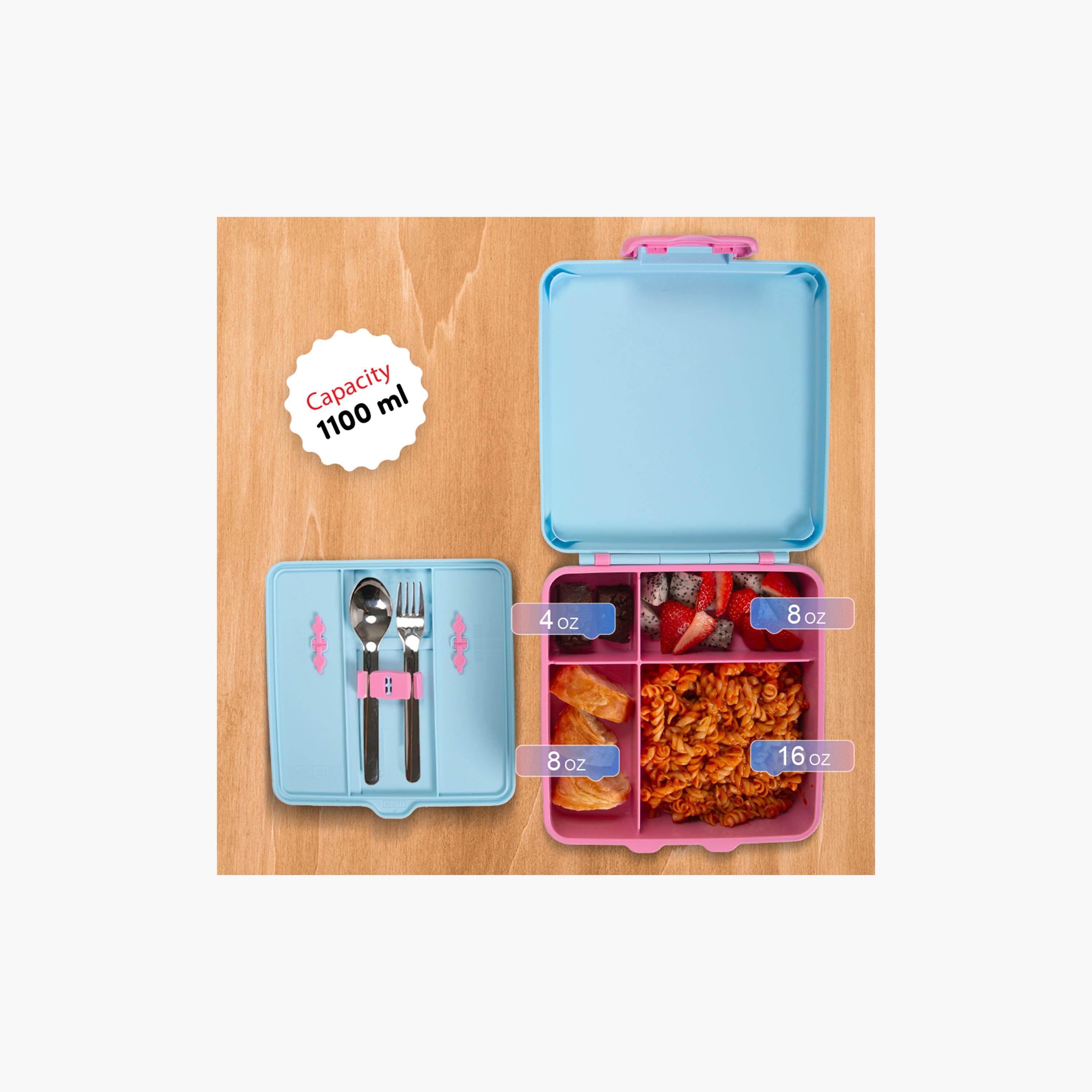 Eazy Kids Jumbo Bento Lunch Box with Water Bottle, Lunch Bag & Accessories Set - Flamingo - Pink-school-lunchessentials-lunchbags-image-12