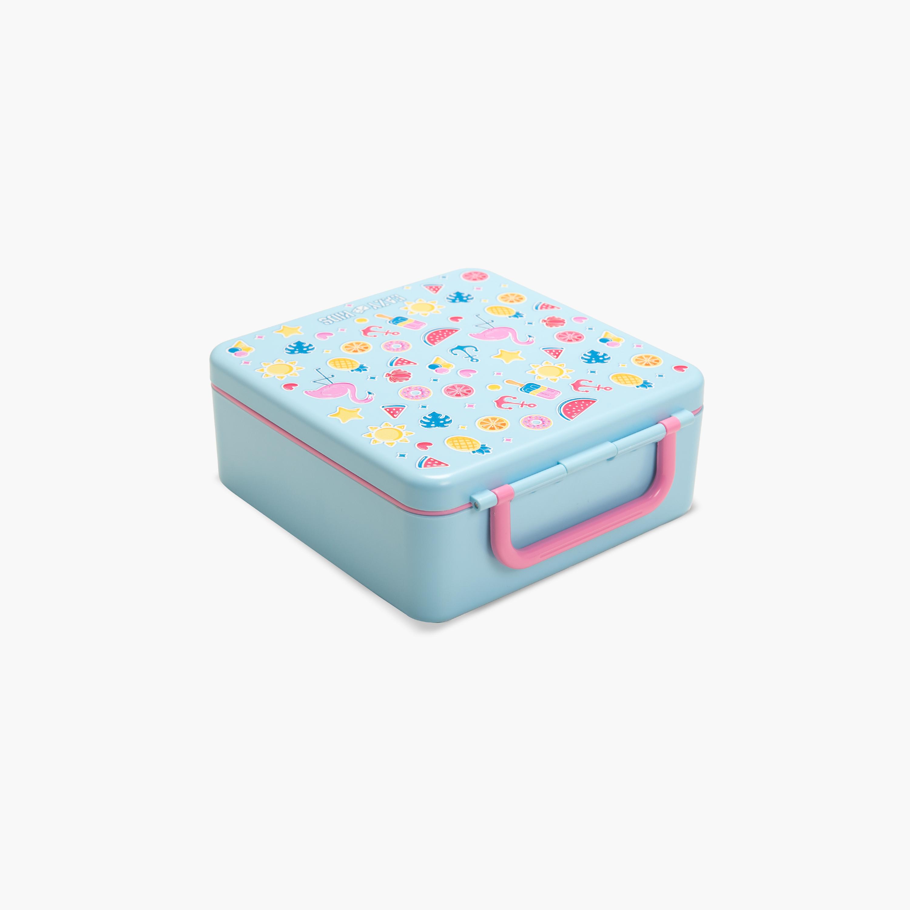 Eazy Kids Jumbo Bento Lunch Box with Water Bottle, Lunch Bag & Accessories Set - Flamingo - Pink-school-lunchessentials-lunchbags-image-4