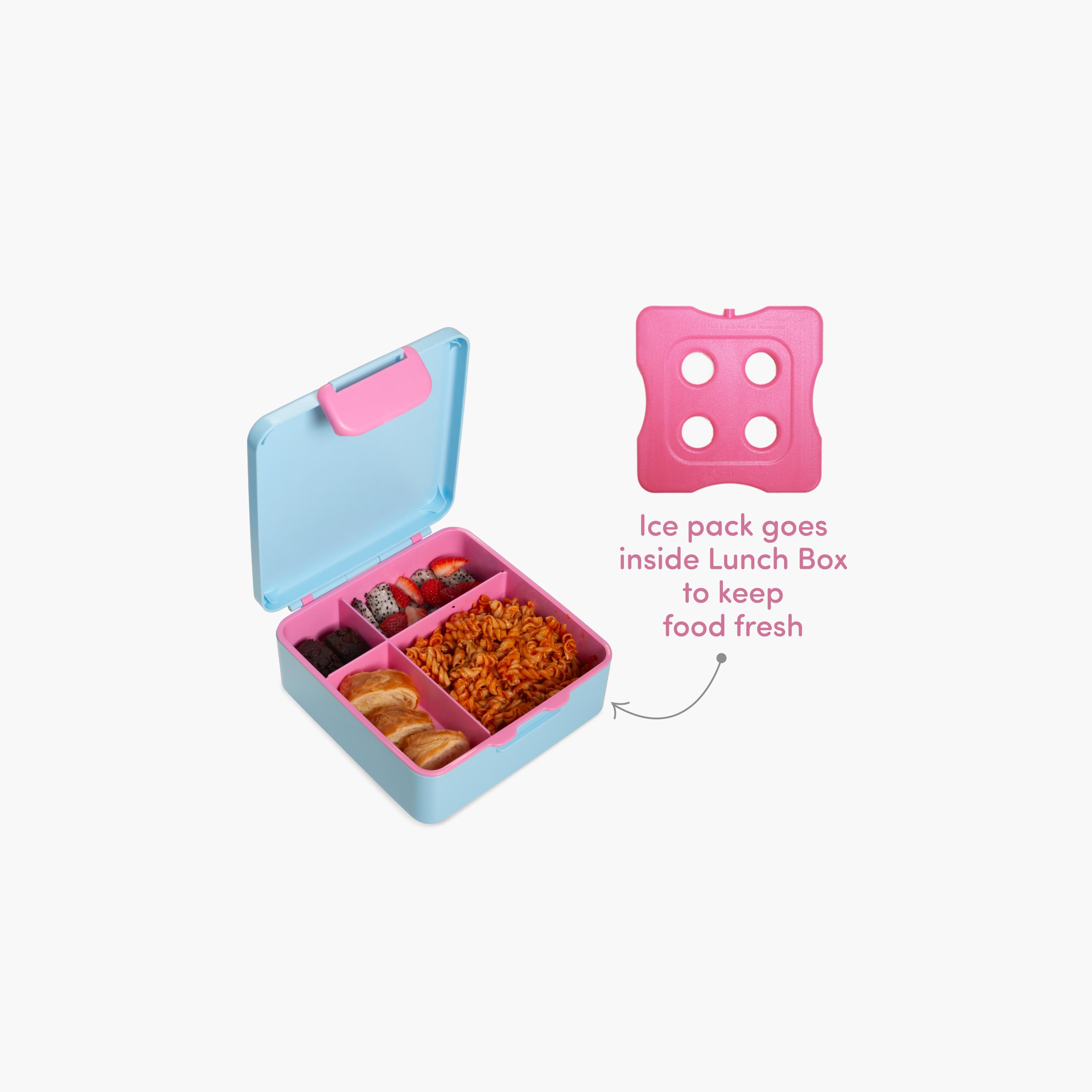 Eazy Kids Jumbo Bento Lunch Box with Water Bottle, Lunch Bag & Accessories Set - Flamingo - Pink-school-lunchessentials-lunchbags-image-5