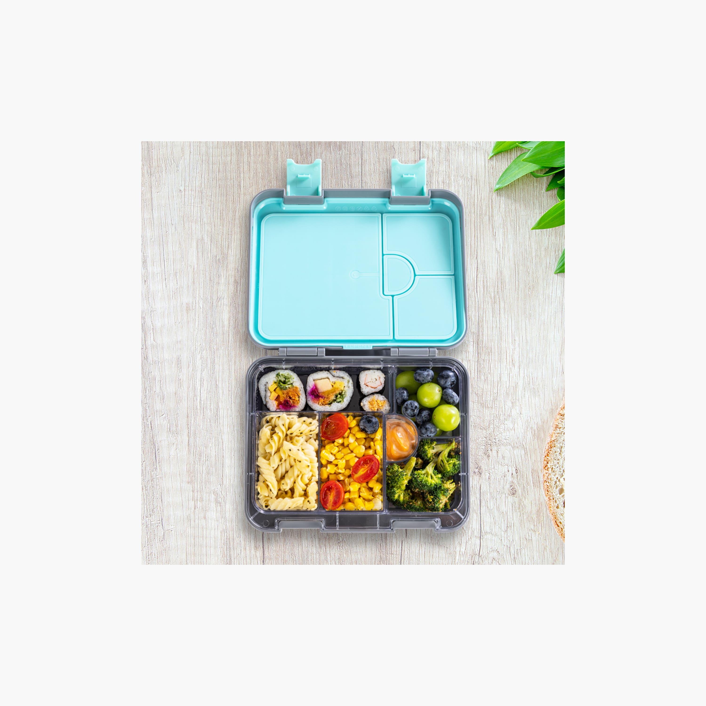 Eazy Kids 6 & 4 Convertible Bento Lunch Box with Accessories - 1160 ml - T-Rex - Grey-school-lunchessentials-lunchboxes-image-3