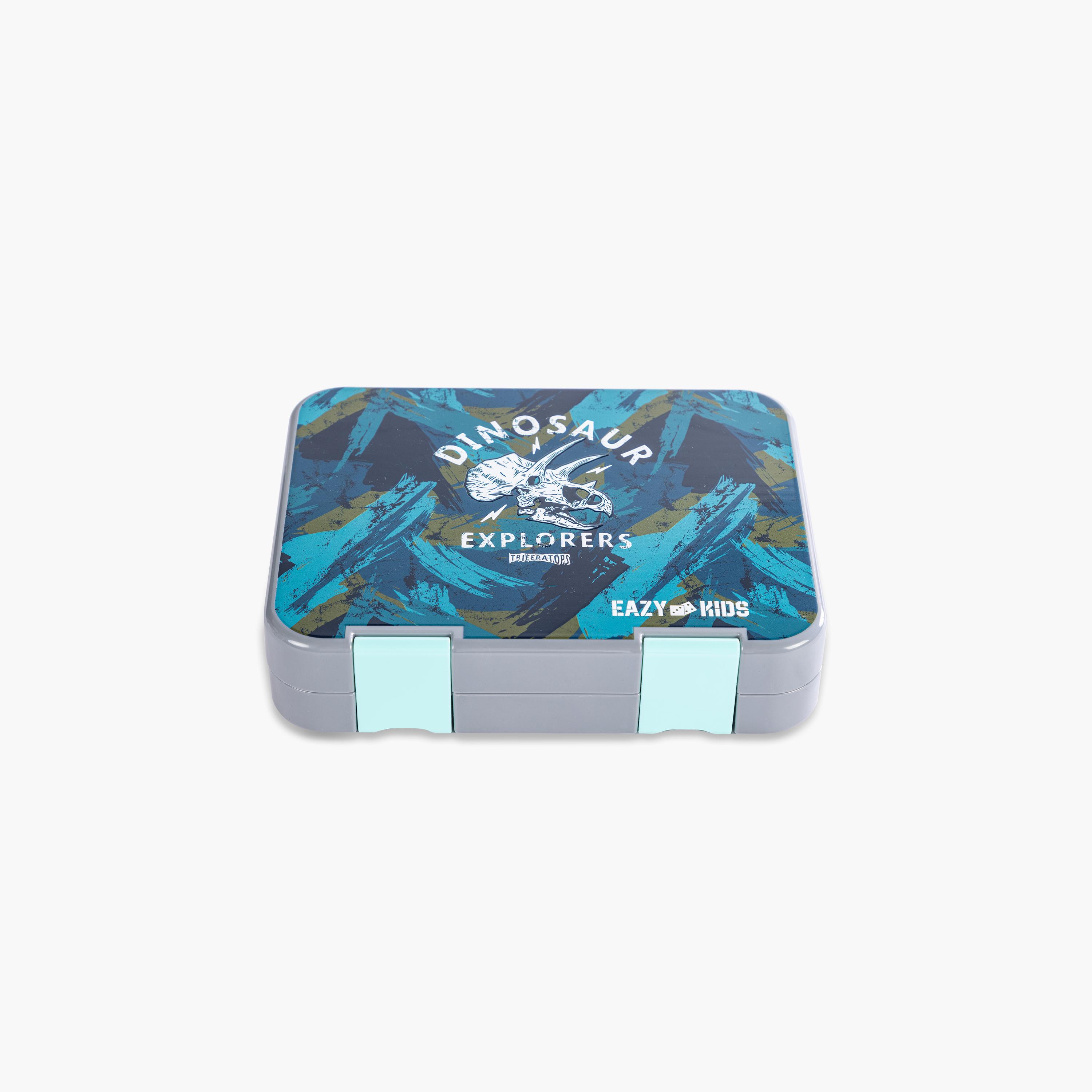 Eazy Kids 6 & 4 Convertible Bento Lunch Box with Accessories - 1160 ml - T-Rex - Grey-school-lunchessentials-lunchboxes-image-9
