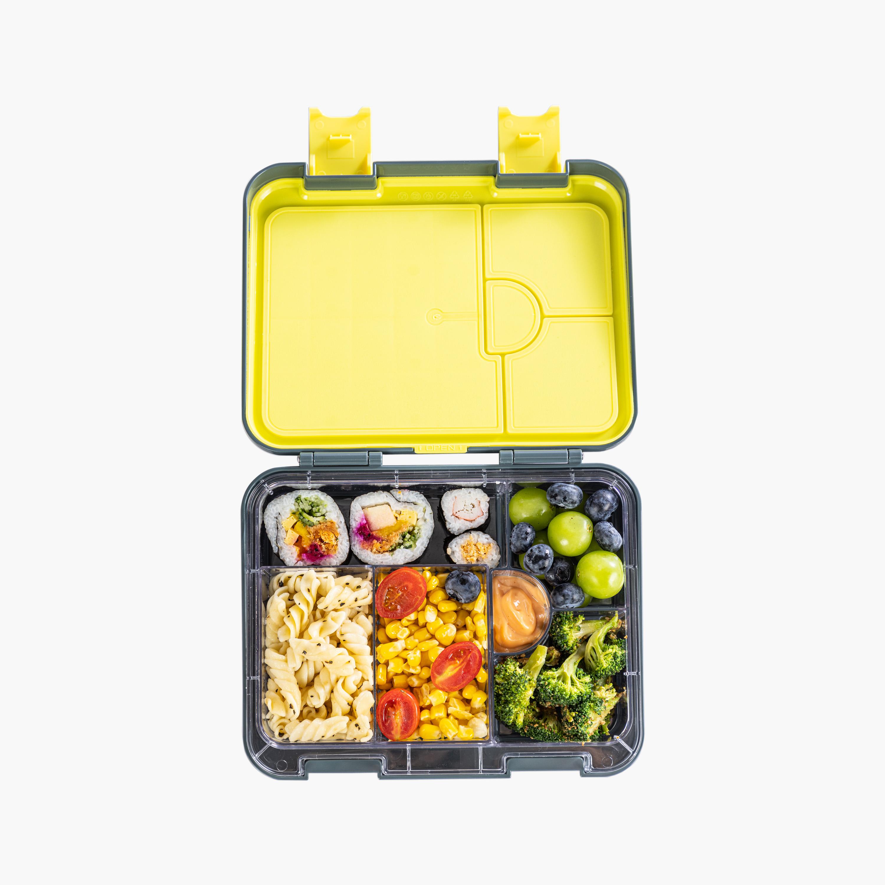 Eazy Kids 6 & 4 Convertible Bento Lunch Box with Accessories - 1160 ml - T-Rex Dino - Grey-school-lunchessentials-lunchboxes-image-3