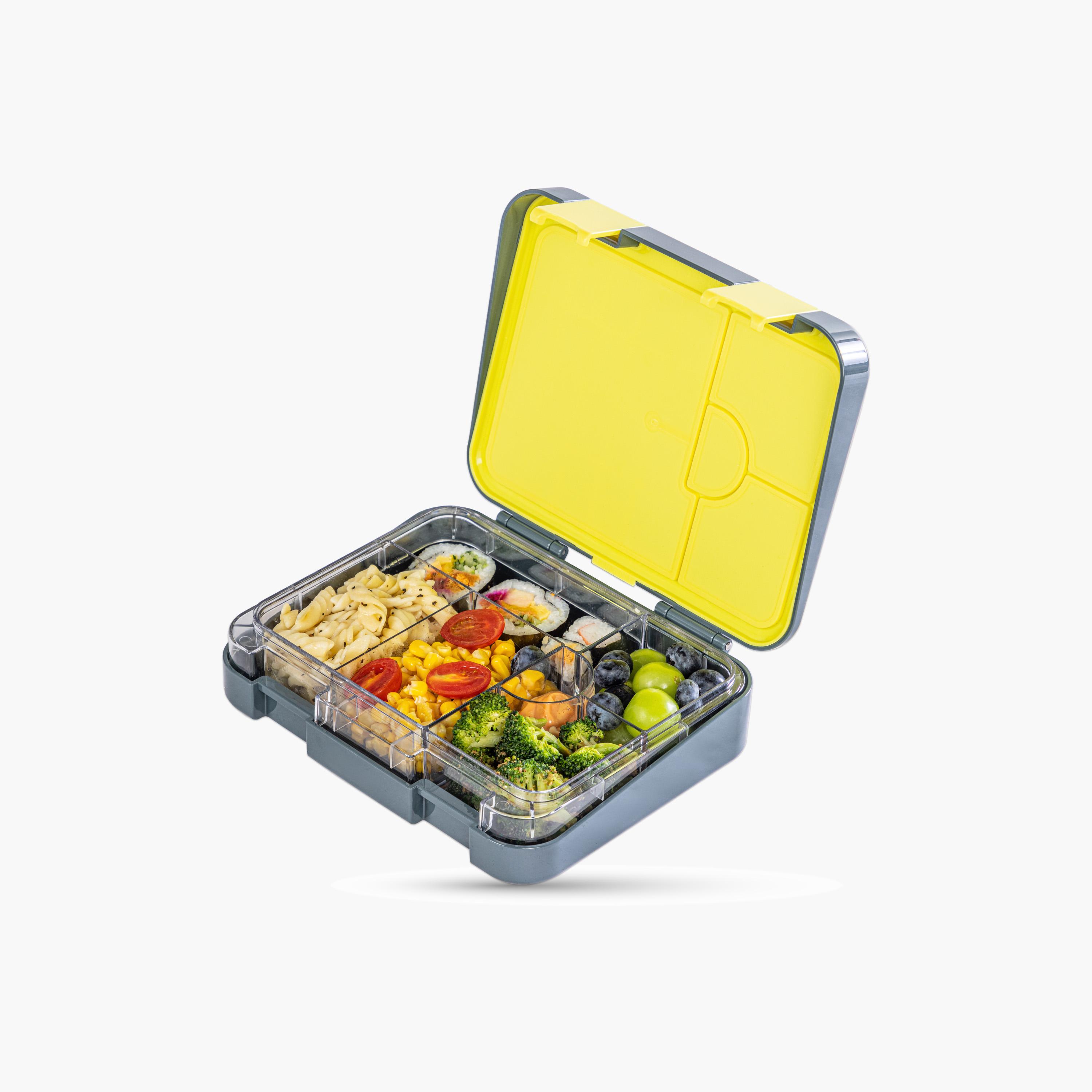 Eazy Kids 6 & 4 Convertible Bento Lunch Box with Accessories - 1160 ml - T-Rex Dino - Grey-school-lunchessentials-lunchboxes-image-4