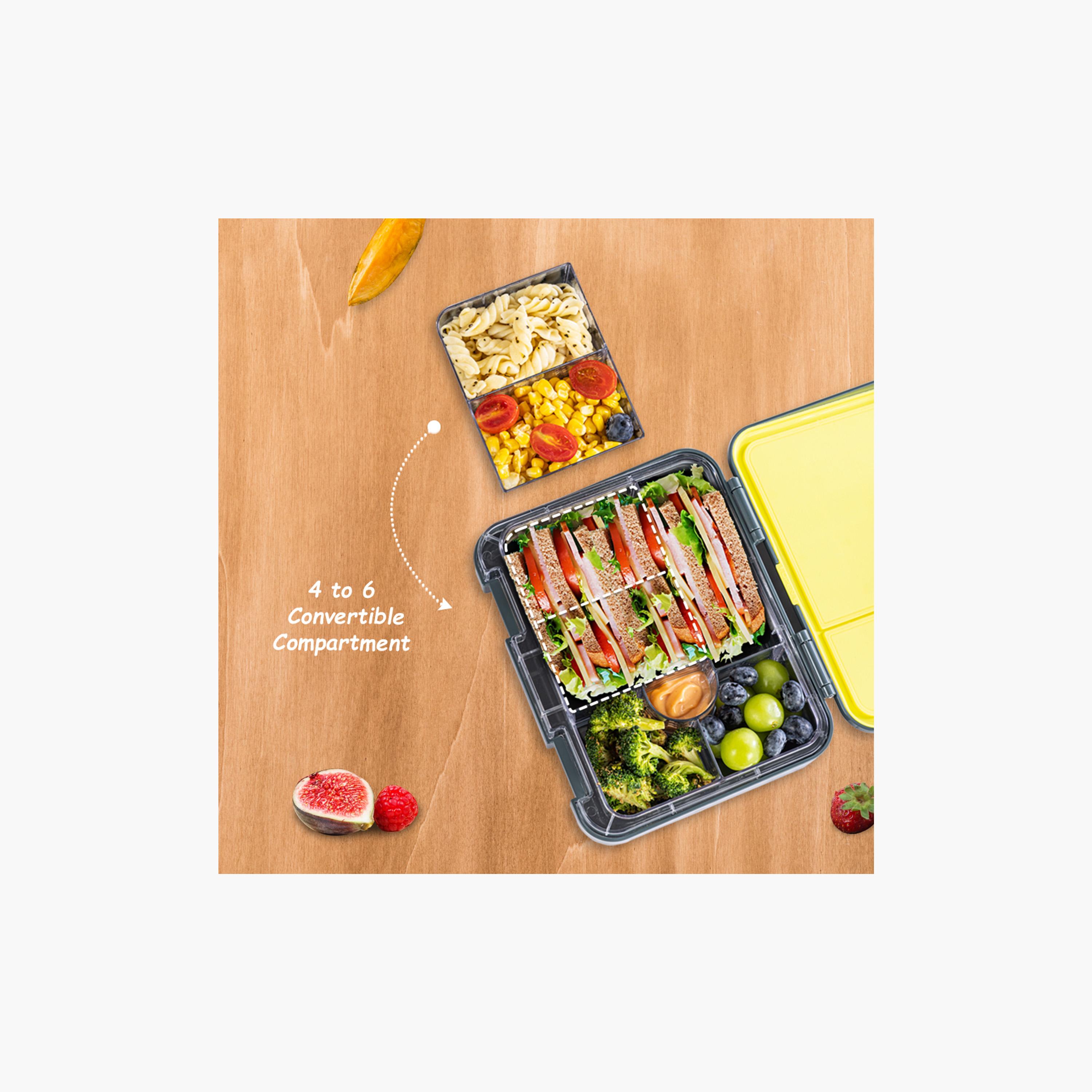 Eazy Kids 6 & 4 Convertible Bento Lunch Box with Accessories - 1160 ml - T-Rex Dino - Grey-school-lunchessentials-lunchboxes-image-5