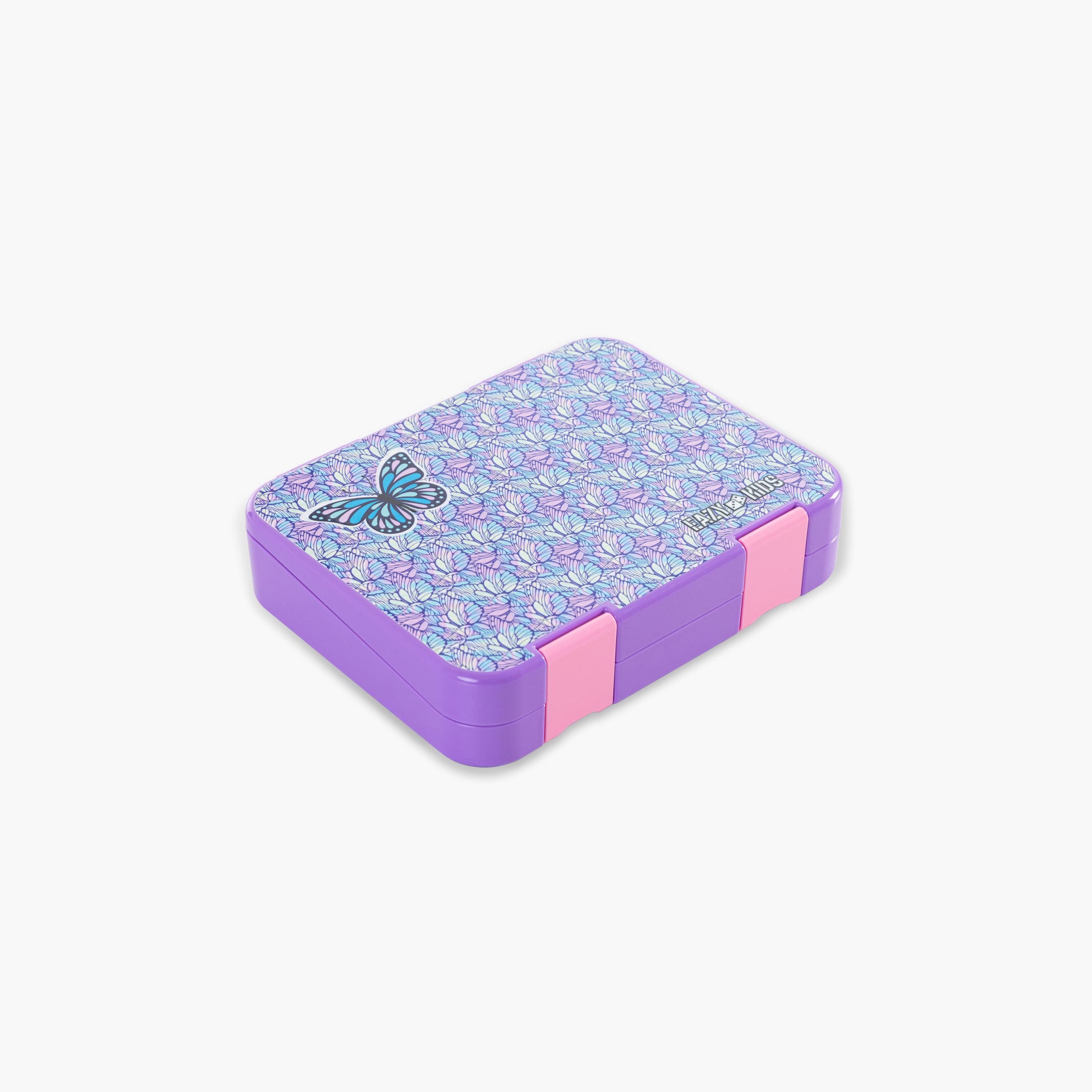 Eazy Kids 6 & 4 Convertible Bento Lunch Box with Accessories - 1160 ml - Butterfly - Purple-school-lunchessentials-lunchboxes-image-10