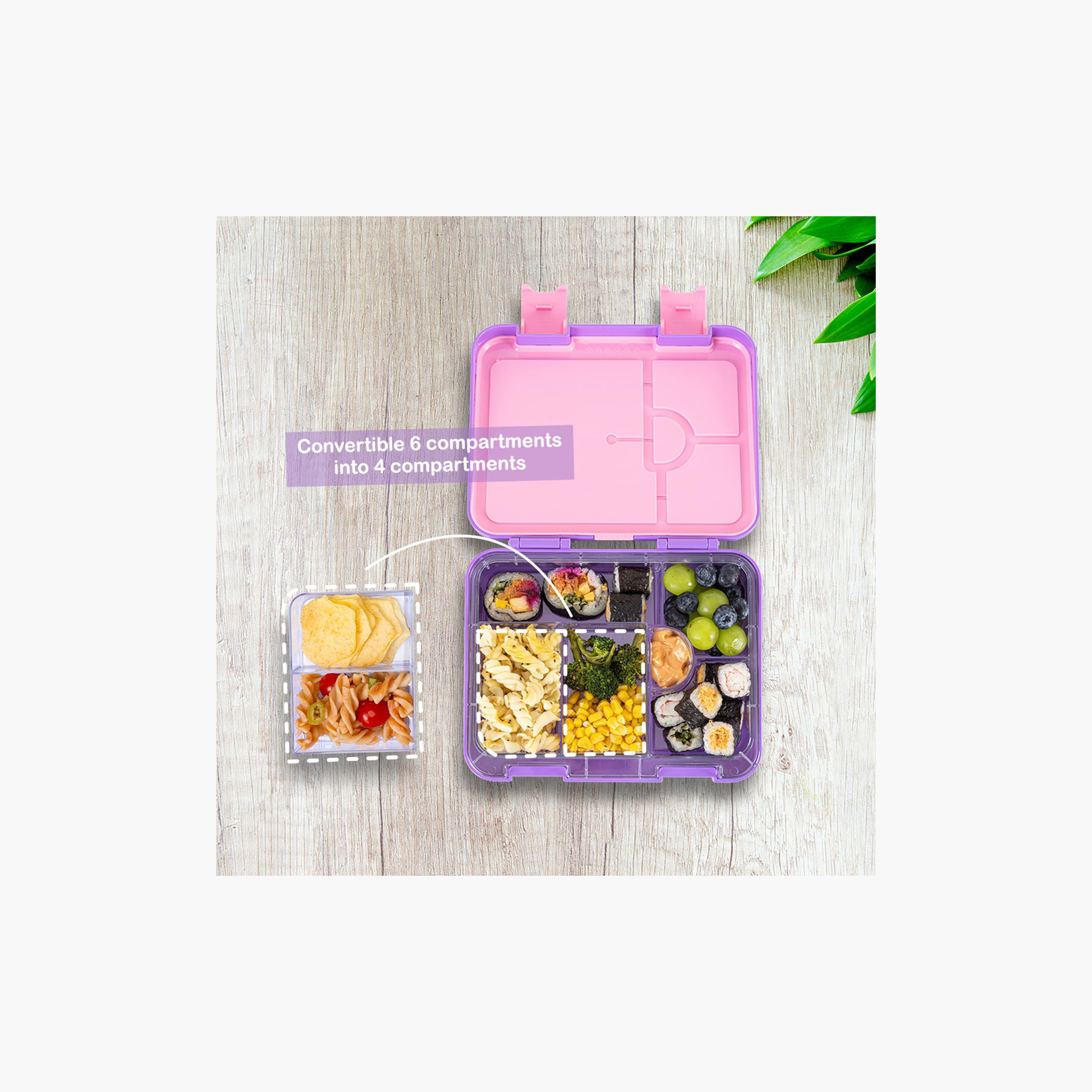 Eazy Kids 6 & 4 Convertible Bento Lunch Box with Accessories - 1160 ml - Butterfly - Purple-school-lunchessentials-lunchboxes-image-4