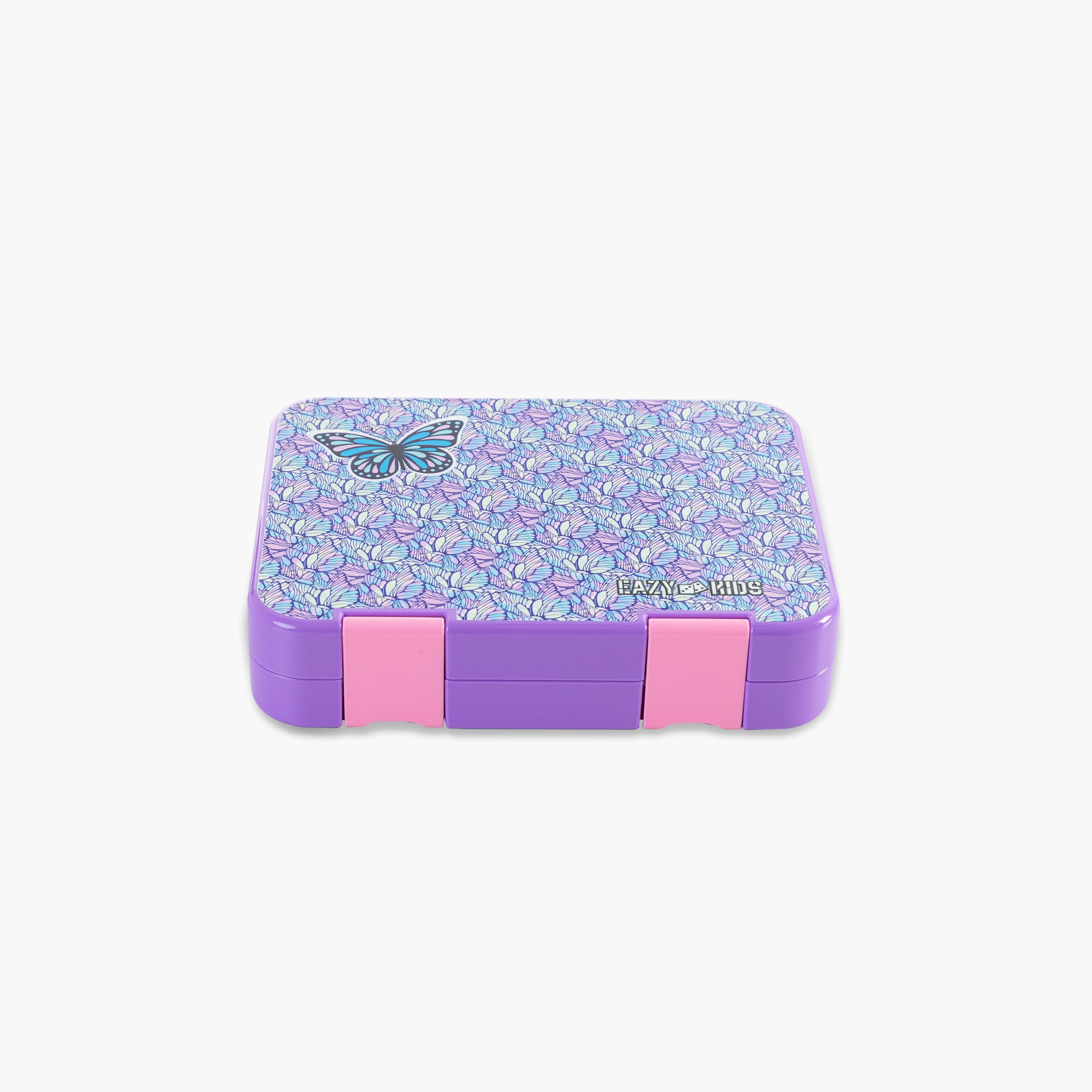 Eazy Kids 6 & 4 Convertible Bento Lunch Box with Accessories - 1160 ml - Butterfly - Purple-school-lunchessentials-lunchboxes-image-6