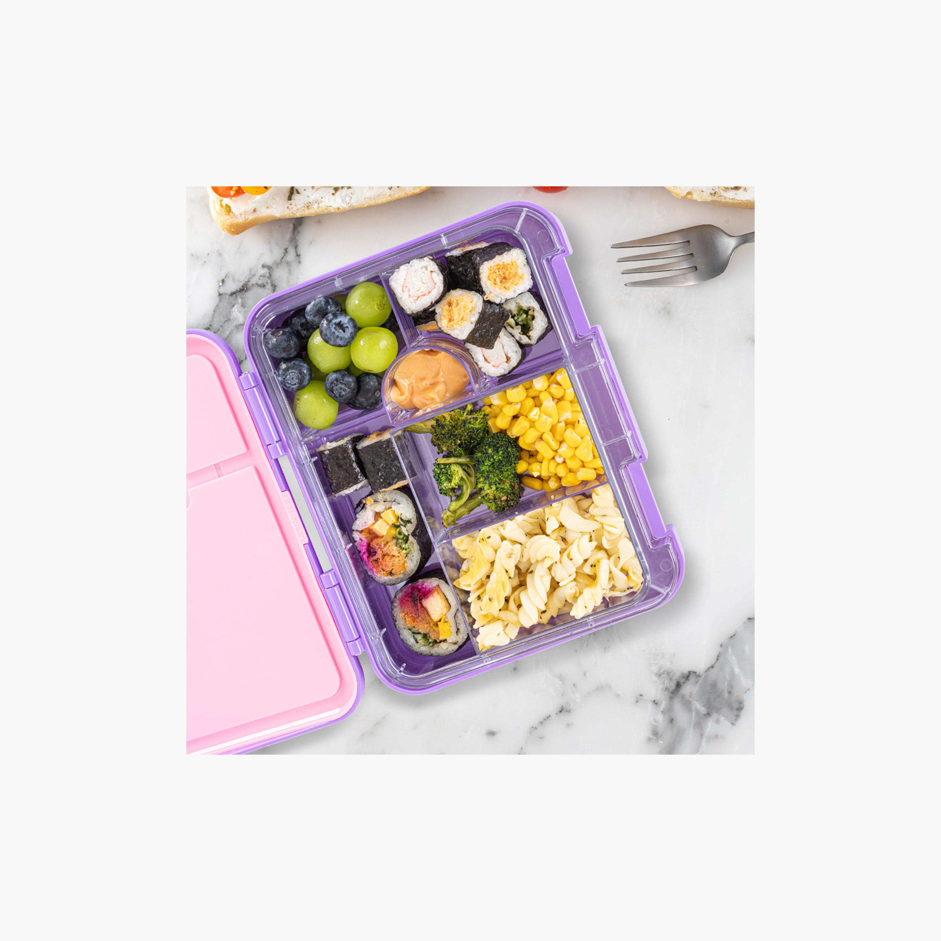 Eazy Kids 6 & 4 Convertible Bento Lunch Box with Accessories - 1160 ml - Butterfly - Purple-school-lunchessentials-lunchboxes-image-8