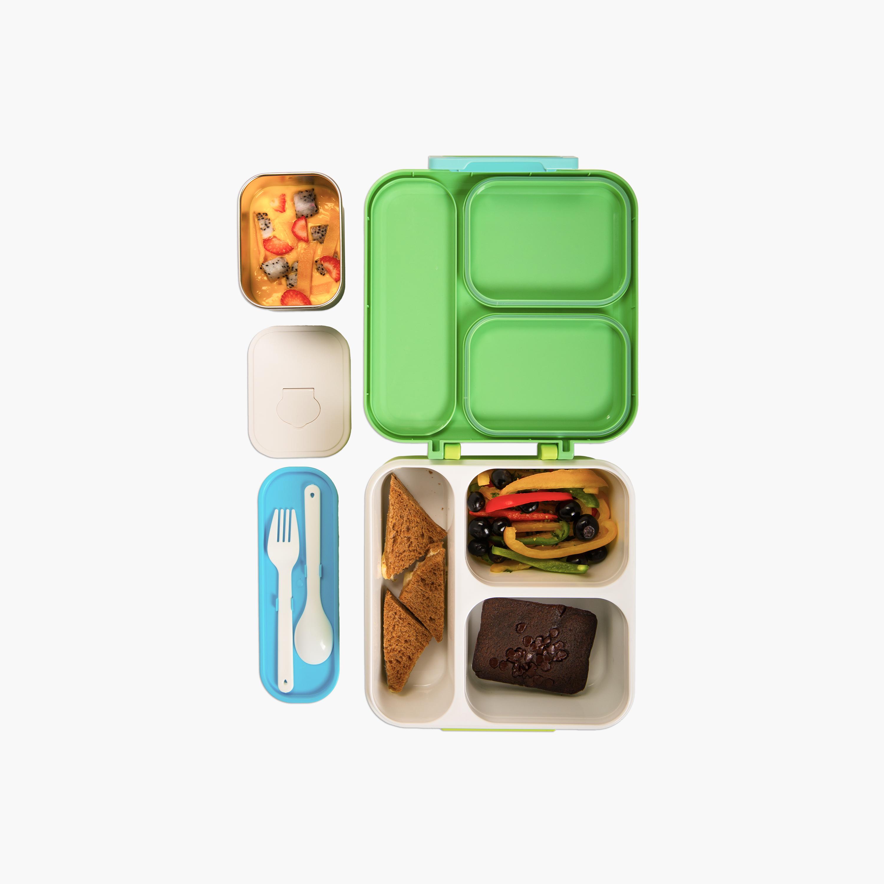 Nova Kids 3-Compartment Bento Lunch Box with Spoon, Fork & Jar - 1500 ml - Dino - Green-school-lunchessentials-lunchboxes-image-10