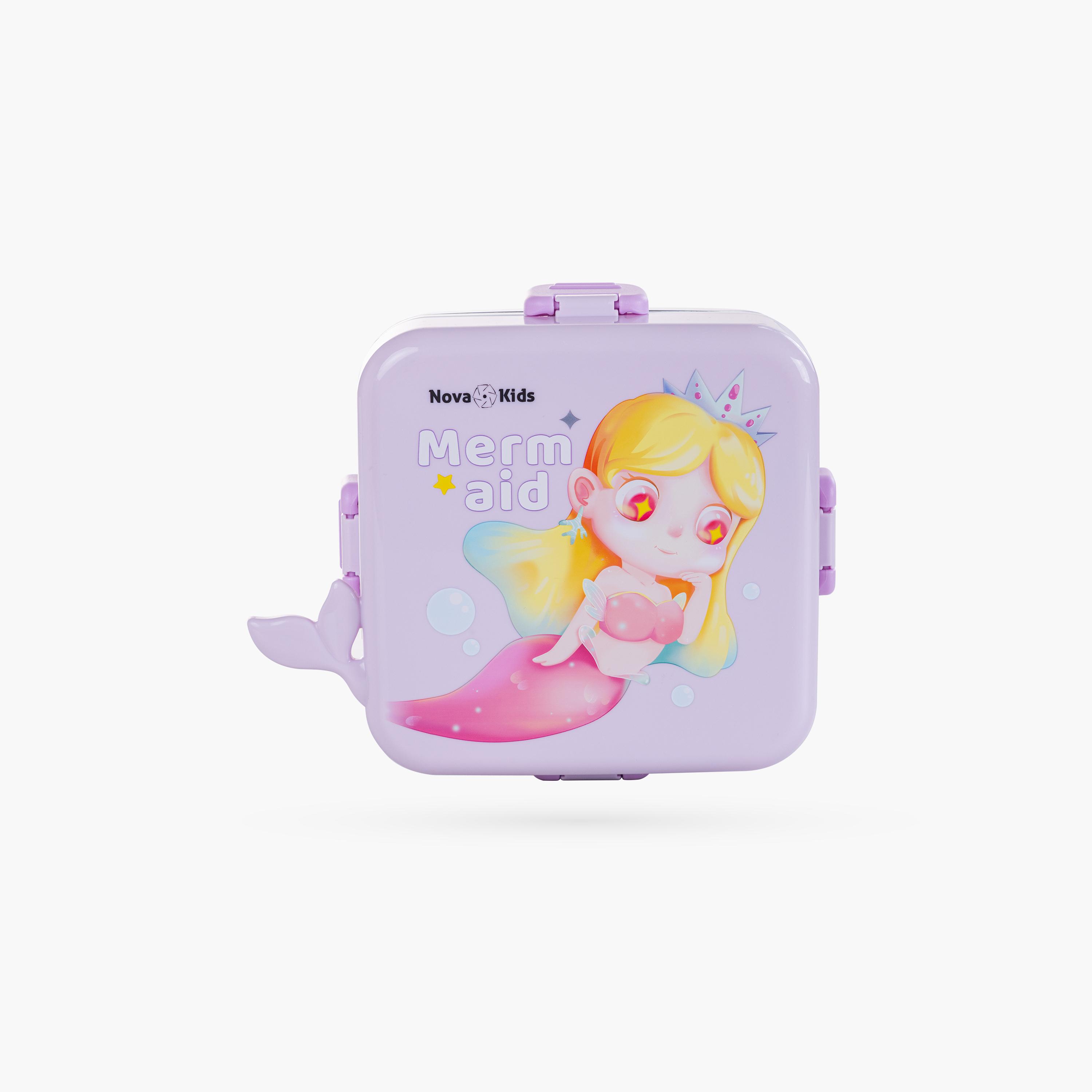 Nova Kids 3-Compartment Steel Bento Lunch Box with Spoon & Sauce Box - 1590 ml - Mermaid - Purple-school-lunchessentials-lunchboxes-image-4
