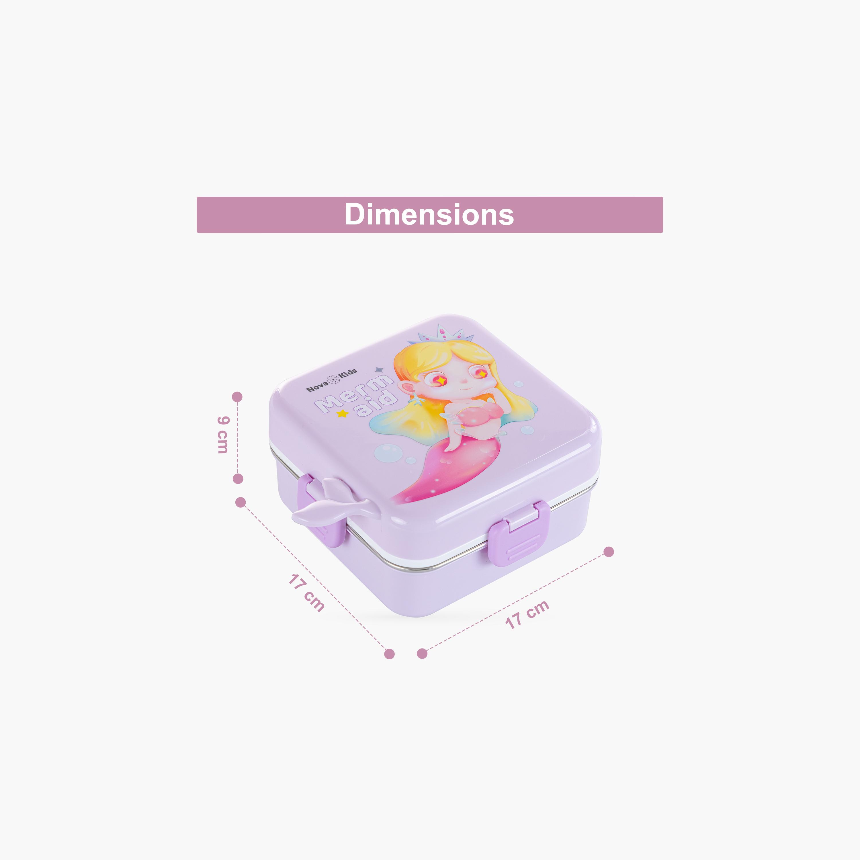 Nova Kids 3-Compartment Steel Bento Lunch Box with Spoon & Sauce Box - 1590 ml - Mermaid - Purple-school-lunchessentials-lunchboxes-image-7