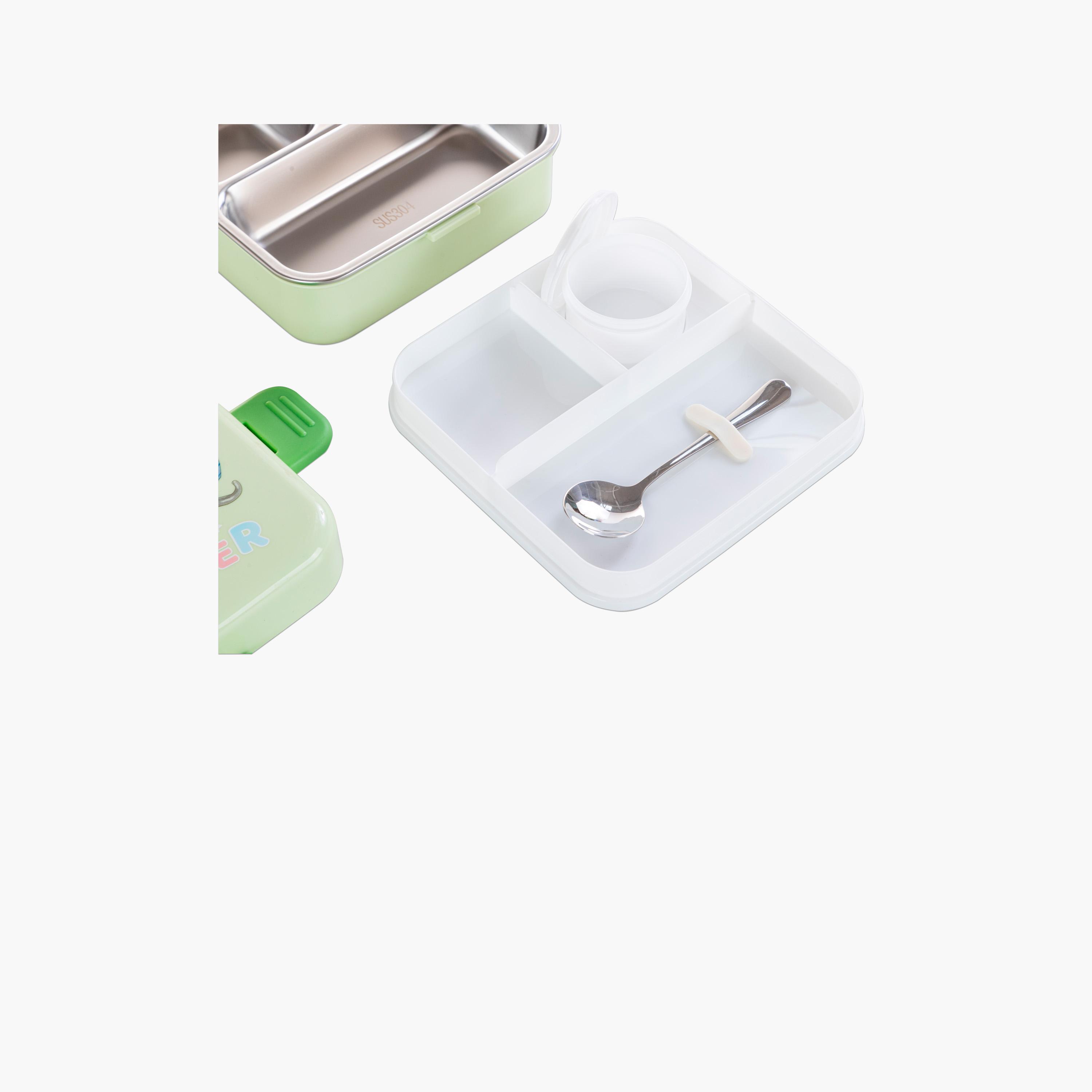 Nova Kids 3-Compartment Steel Bento Lunch Box with Spoon & Sauce Box - 1590 ml - Reindeer - Green-school-lunchessentials-lunchboxes-image-6