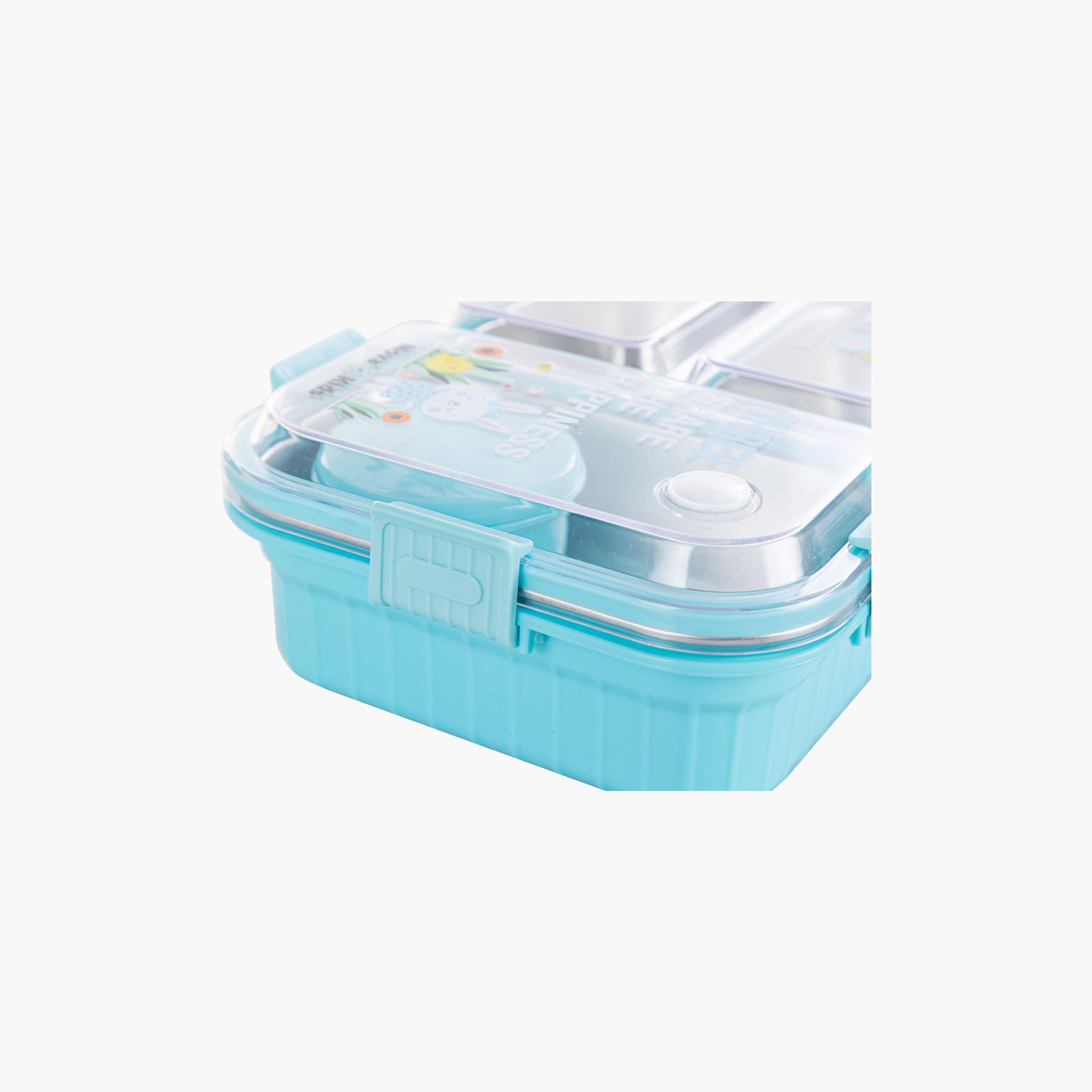 Nova Kids 3-Compartment Stainless Steel Bento Lunch Box with Spoon & Fork Set - 800 ml - Blue-school-lunchessentials-lunchboxes-image-6