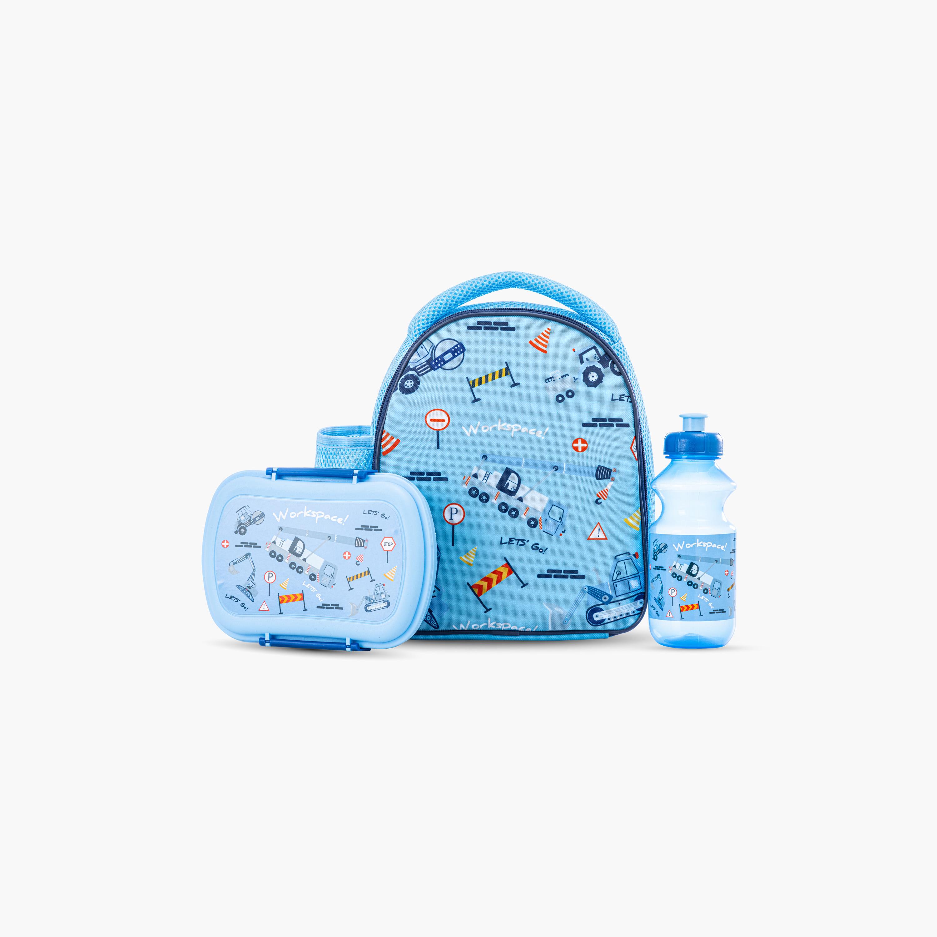 Nova Kids Lunch Bag with Lunch Box & Water Bottle - Workspace - Blue-school-lunchessentials-lunchbags-image-1