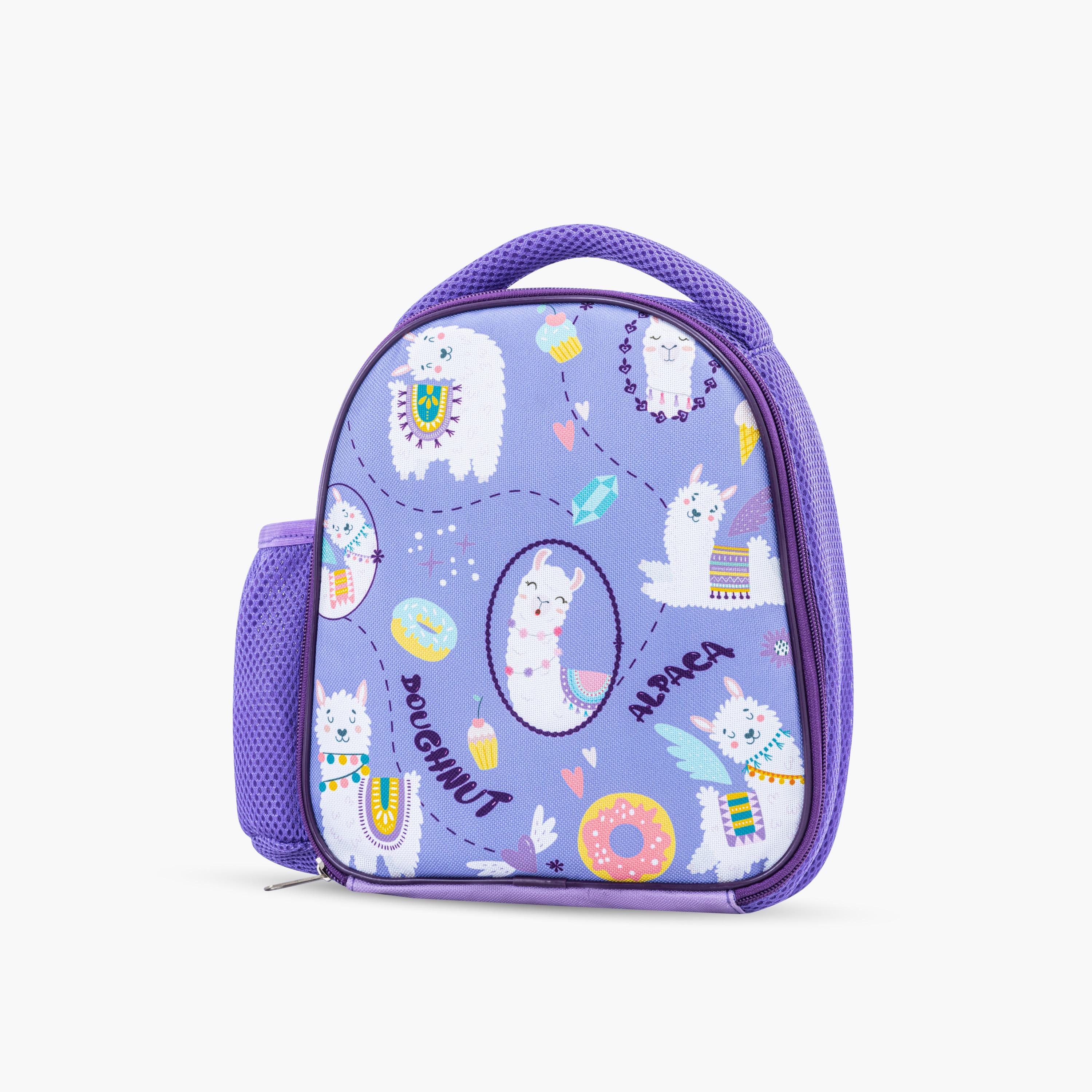 Nova Kids Lunch Bag with Lunch Box & Water Bottle - Lama - Purple-school-lunchessentials-lunchbags-image-5