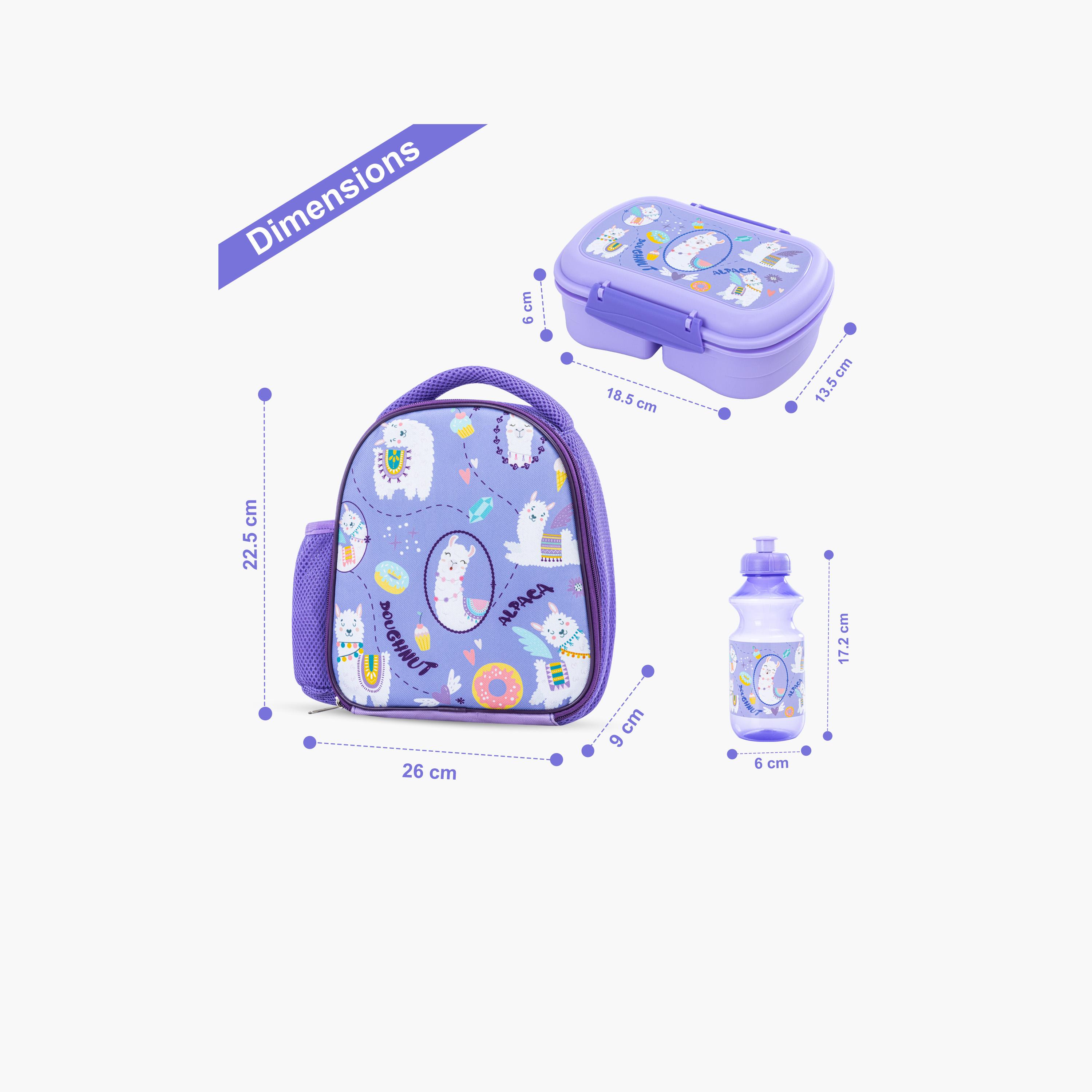 Nova Kids Lunch Bag with Lunch Box & Water Bottle - Lama - Purple-school-lunchessentials-lunchbags-image-9