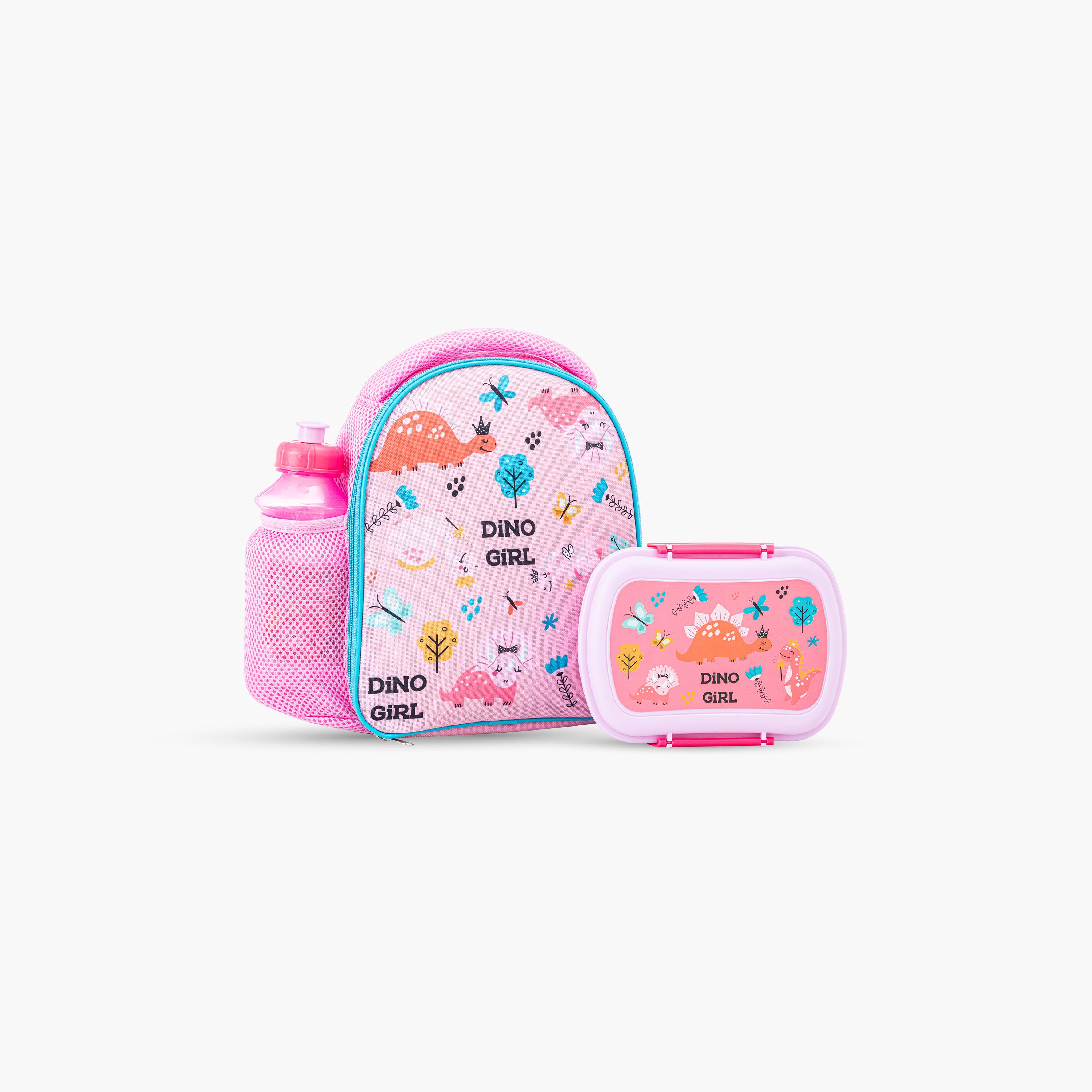حقيبة غداء نوفا كيدز مع صندوق غداء وزجاجة مياه - ديناصورات - وردي-school-lunchessentials-lunchbags-image-3