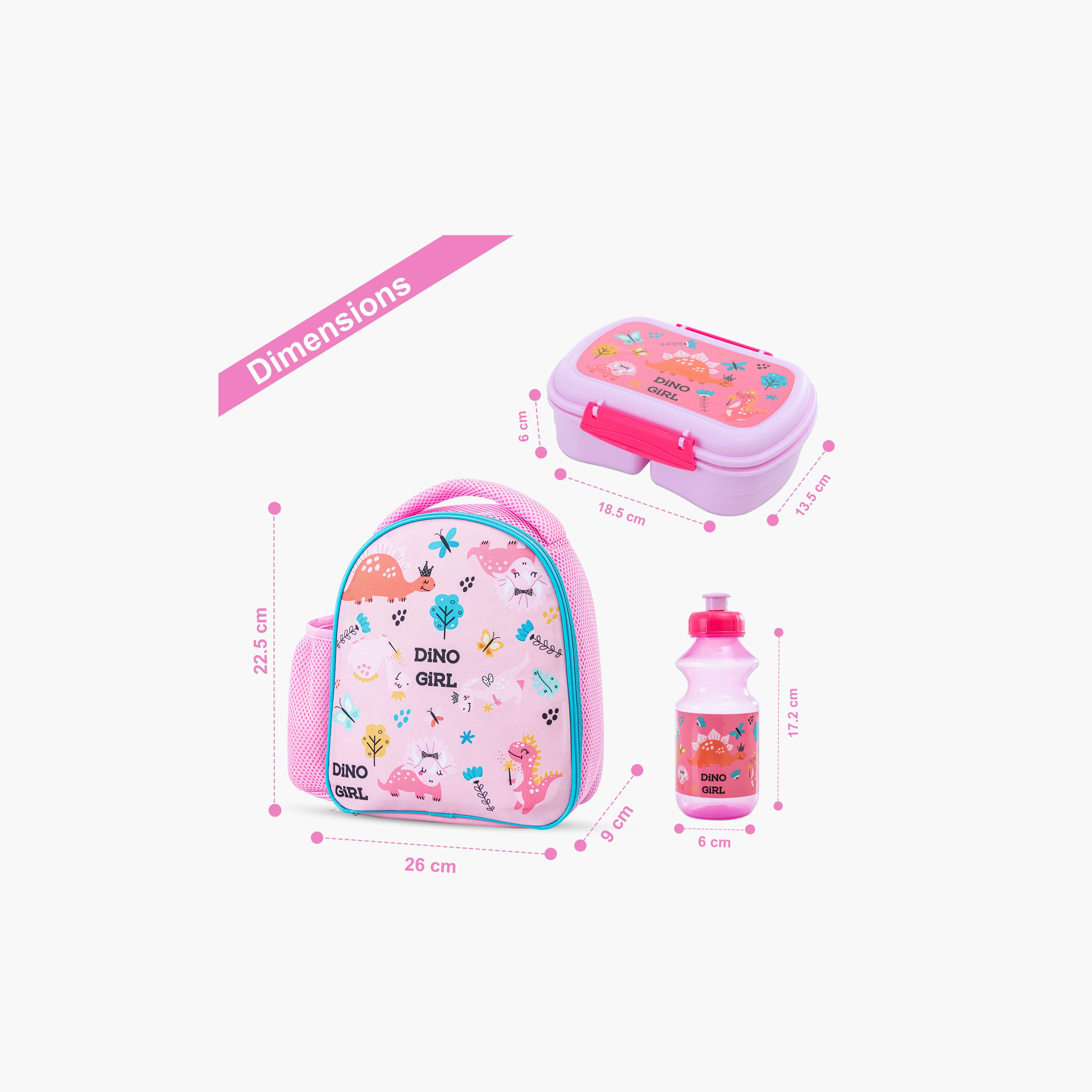 حقيبة غداء نوفا كيدز مع صندوق غداء وزجاجة مياه - ديناصورات - وردي-school-lunchessentials-lunchbags-image-9