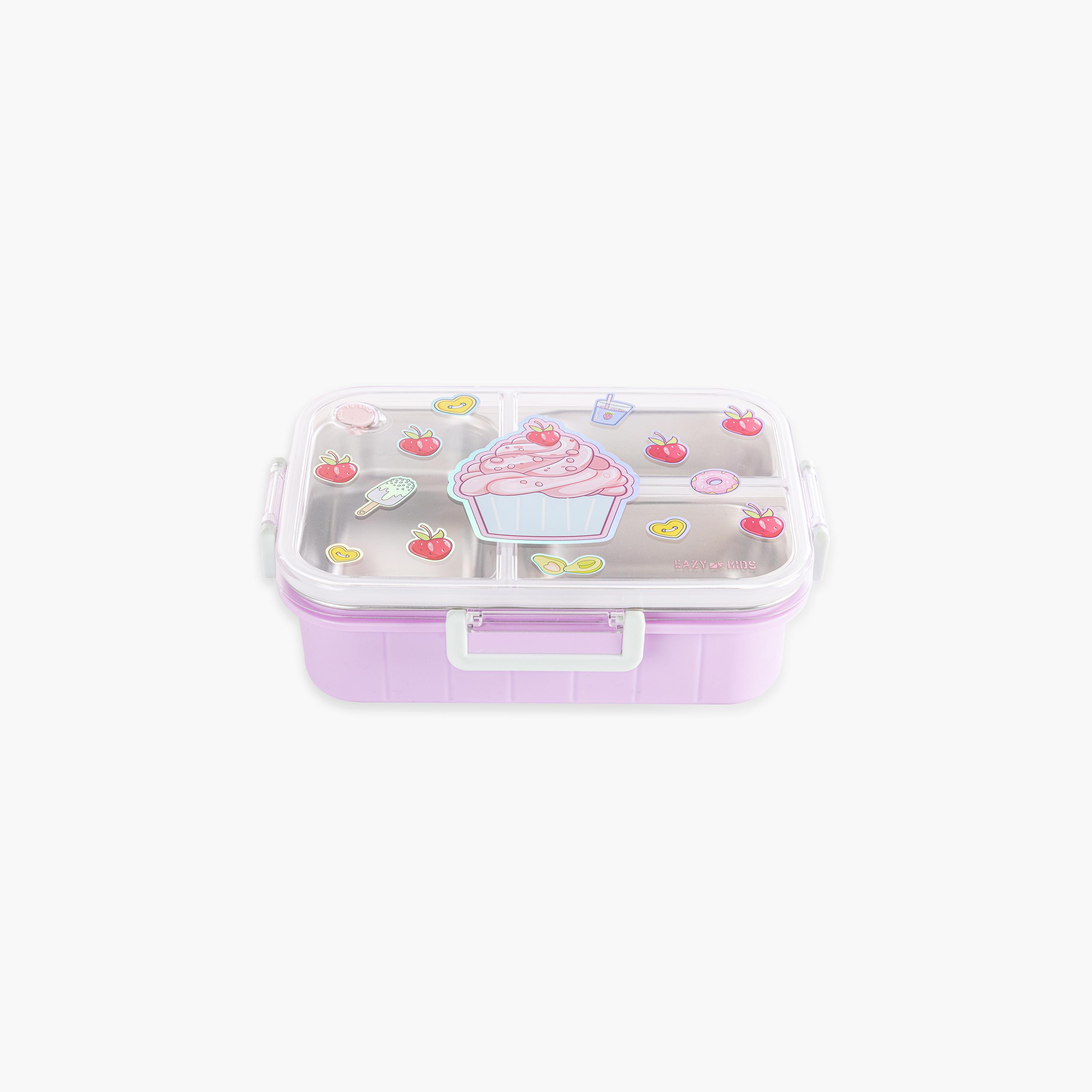 Eazy Kids 3-Compartment Stainless Steel Bento Lunch Box - 800 ml - Cup Cake - Purple-school-lunchessentials-lunchboxes-image-5