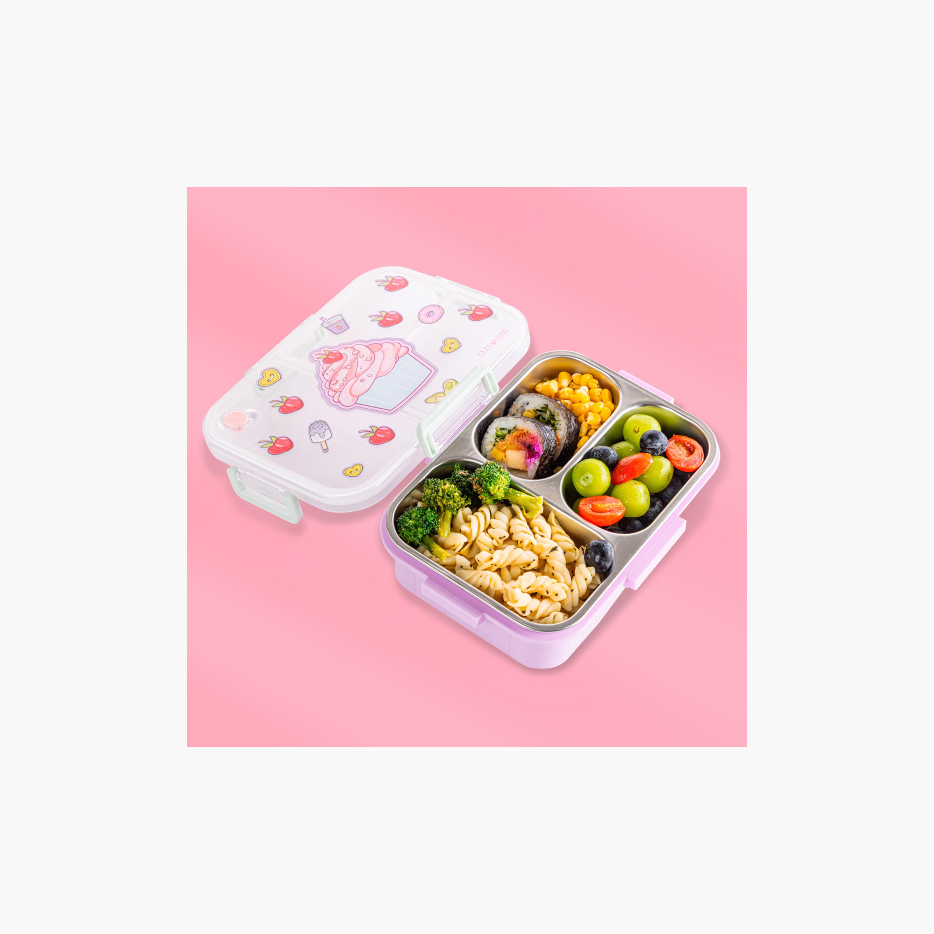 Eazy Kids 3-Compartment Stainless Steel Bento Lunch Box - 800 ml - Cup Cake - Purple-school-lunchessentials-lunchboxes-image-7